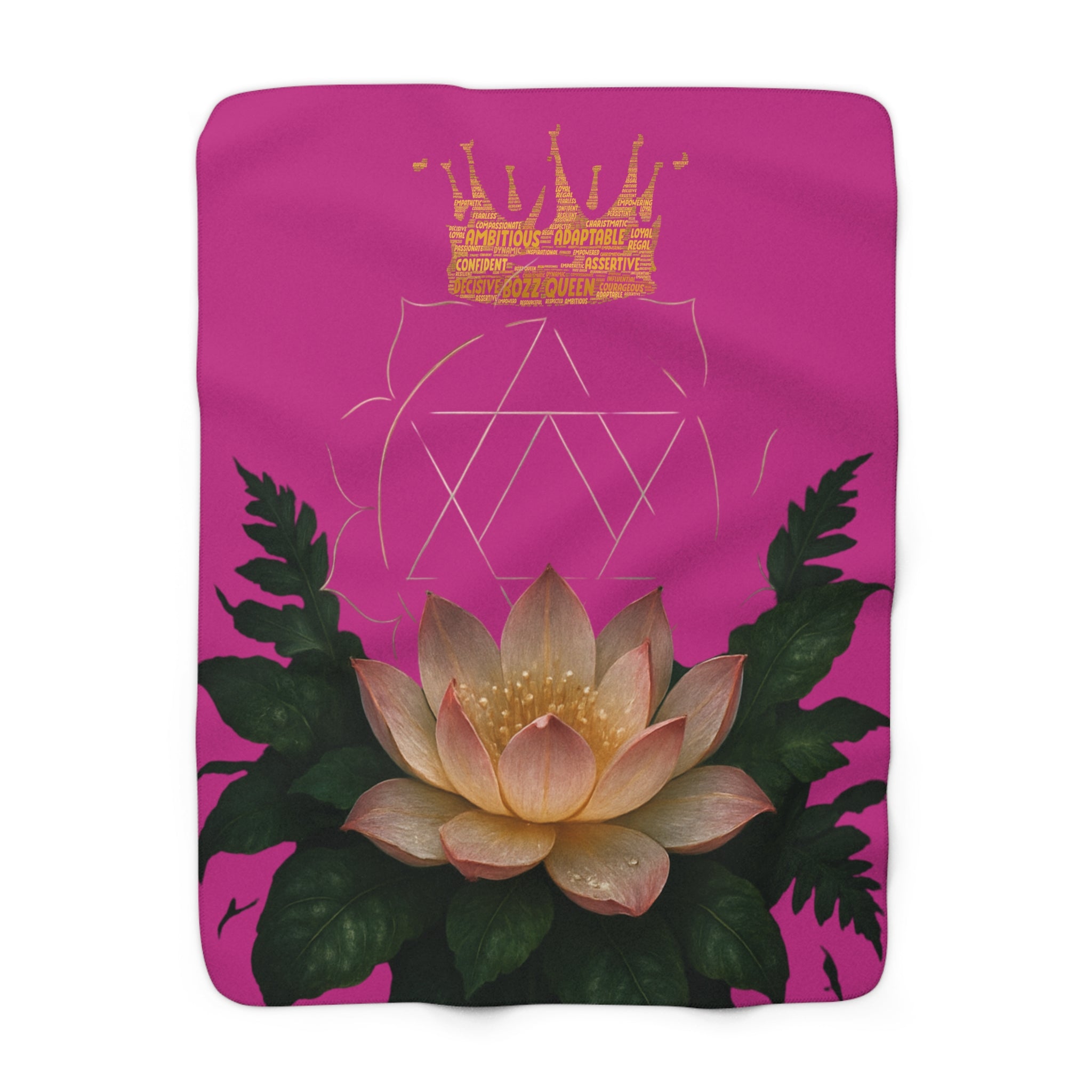 Heart Chakra Pink Lotus Sherpa Blanket - Serene Love & Feminine Energy