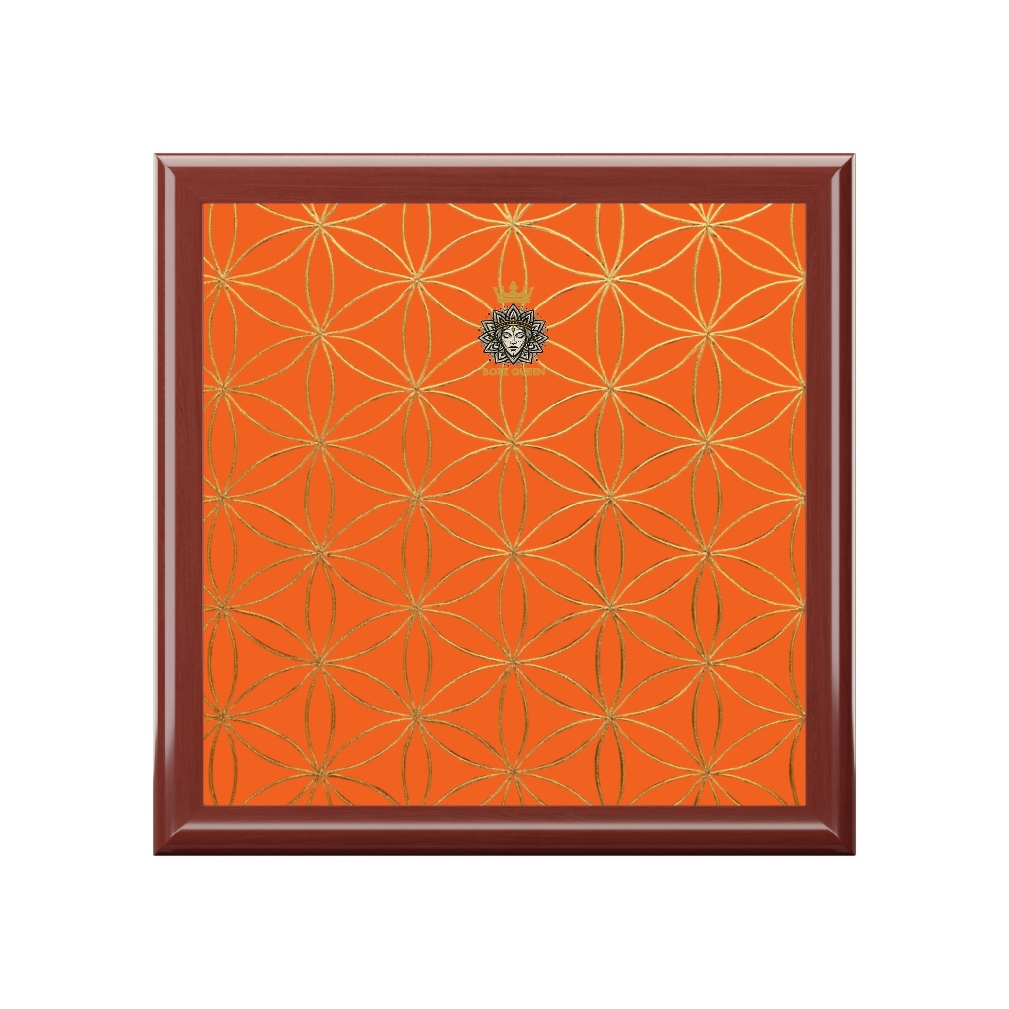 Flower of Life Jewelry Box - Orange Elegant Keepsake Organizer