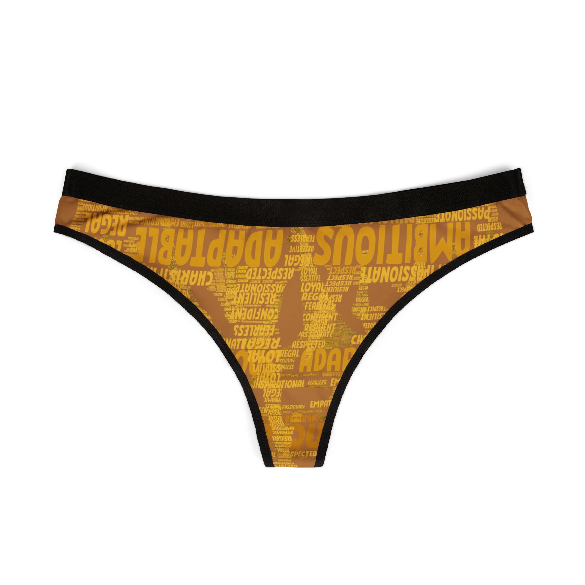 Women's Light Brown Yellow Thongs - Bold Statement Motivational Lingerie