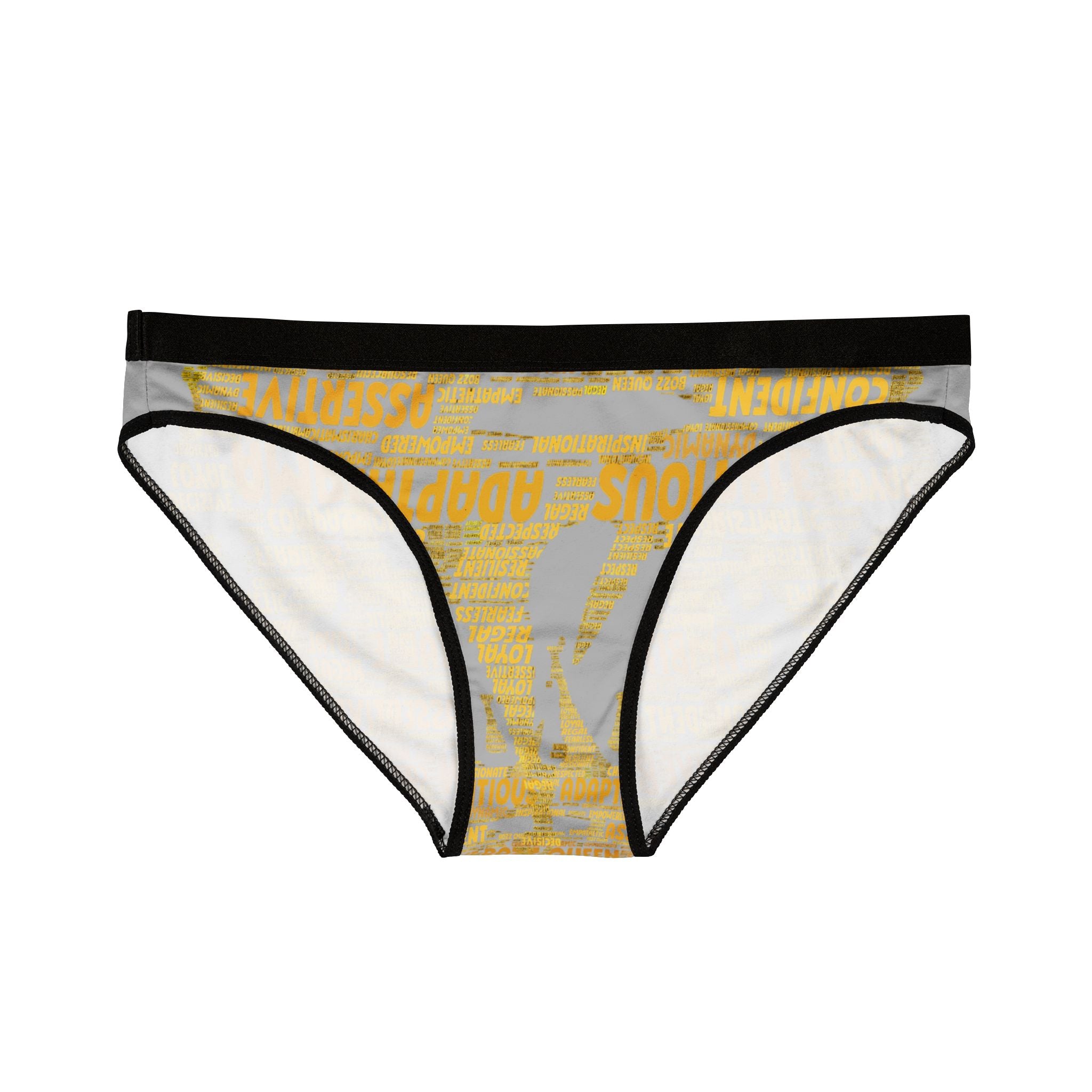 Women's Light Grey Yellow Motivational Underwear - Bold Statement Lingerie