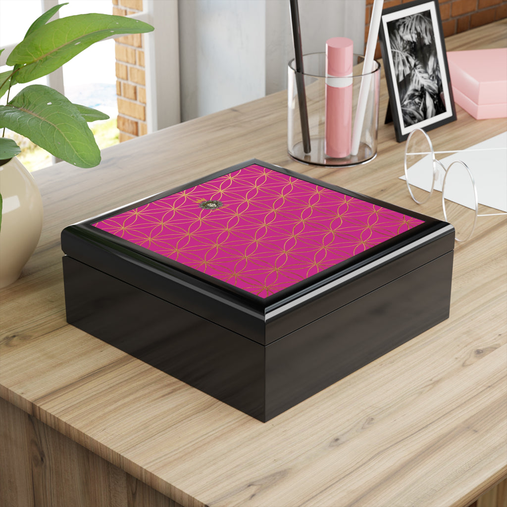 Flower of Life Jewelry Box - Pink Elegant Keepsake Organizer