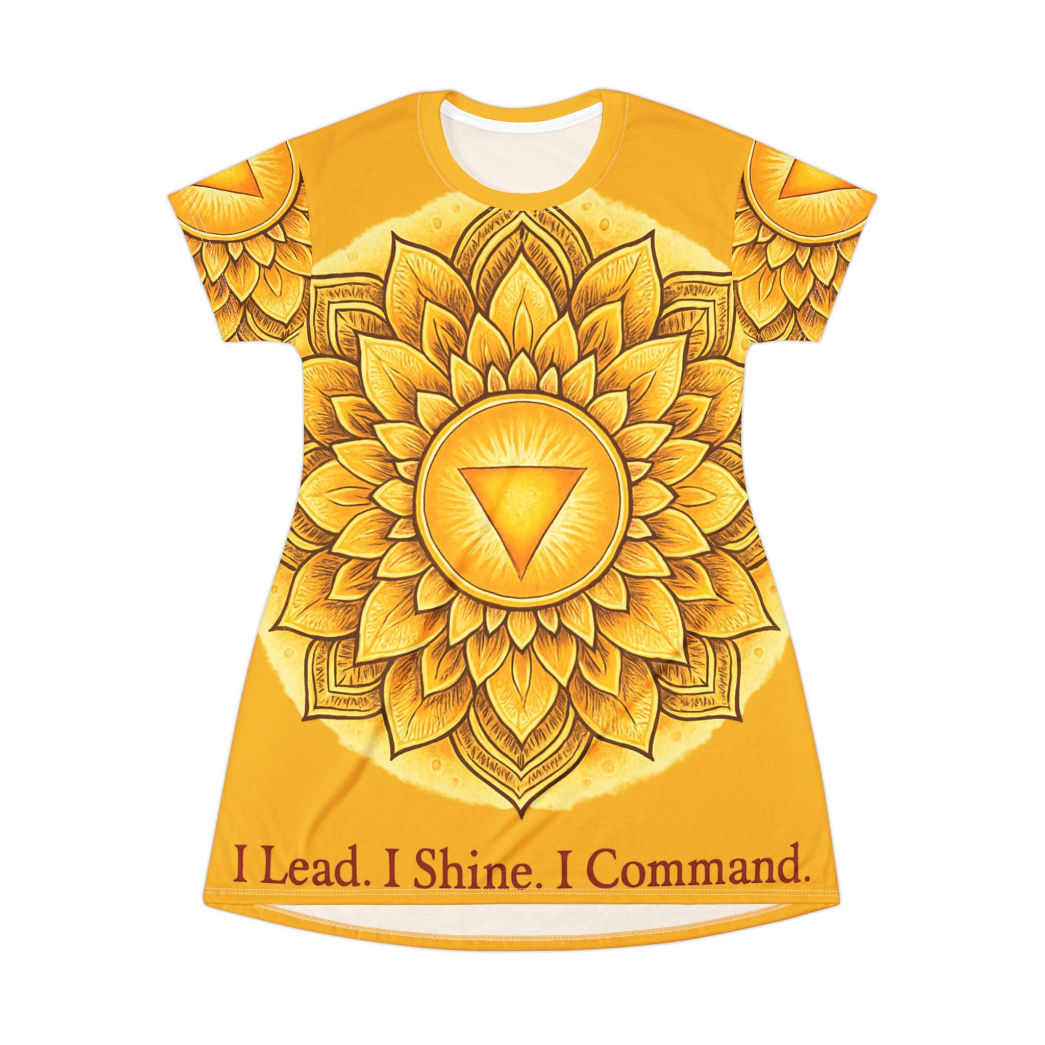 Yellow Empowerment Flow T-Shirt Dress - I Lead. I Shine. I Command. | Confidence Affirmation Wear