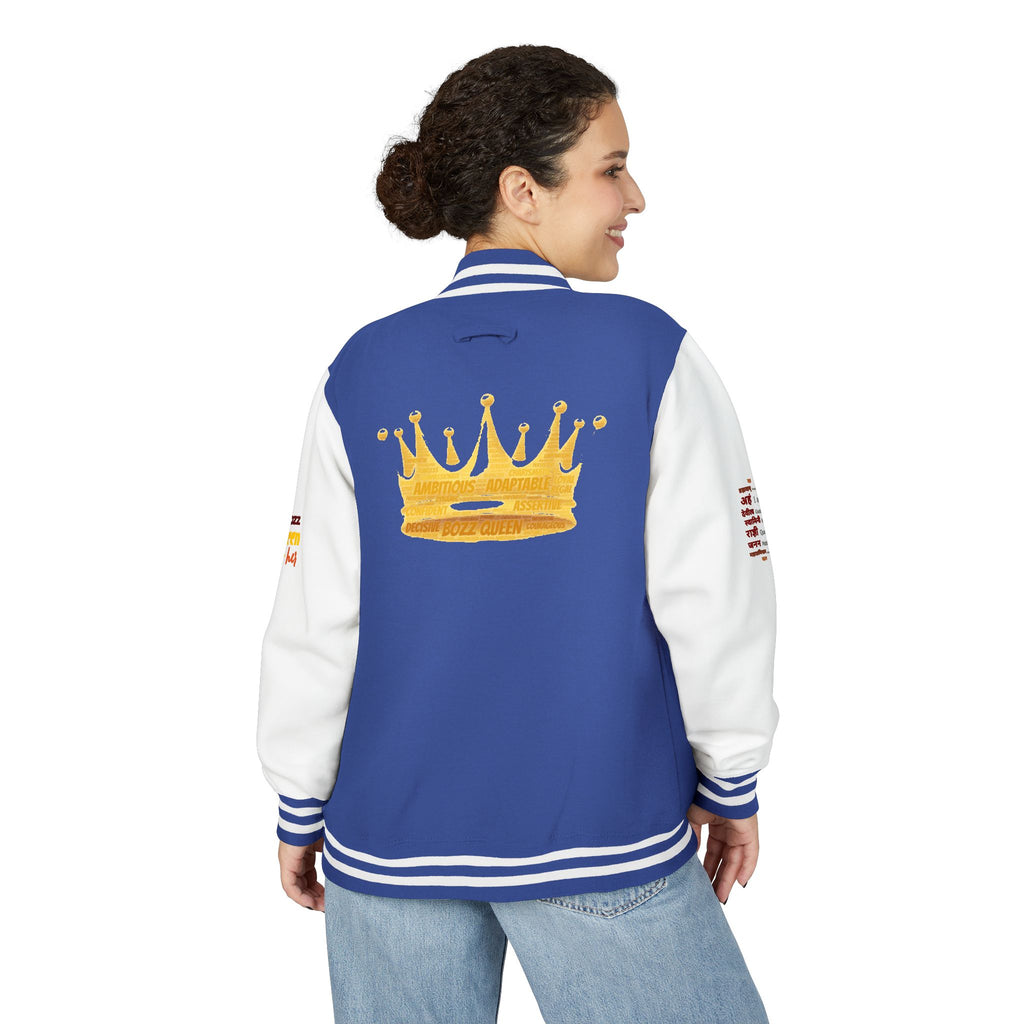 Bozz Queen Crown Design Letterman Jacket - Unisex Heavyweight Varsity Jacket