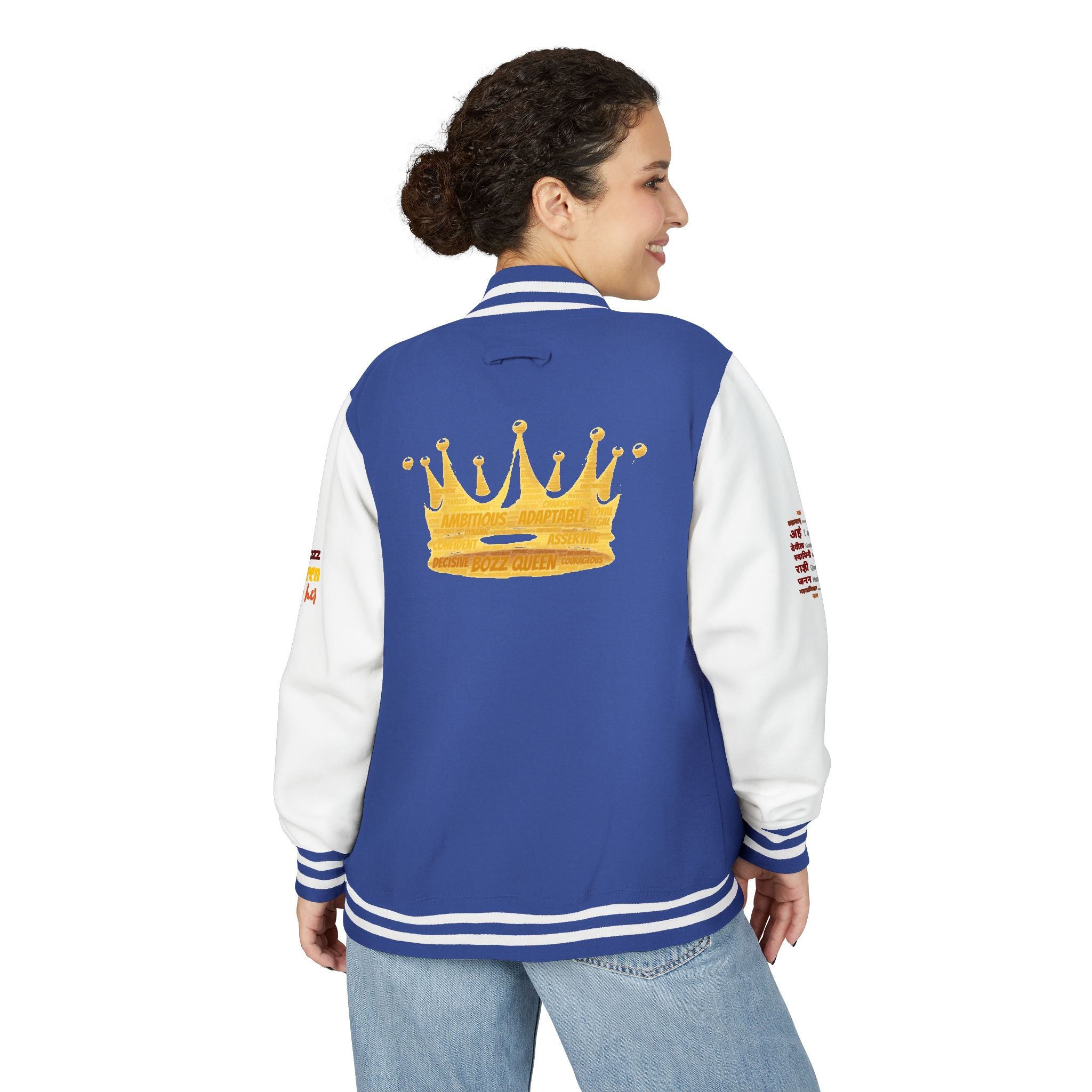 Bozz Queen Crown Design Letterman Jacket - Unisex Heavyweight Varsity Jacket