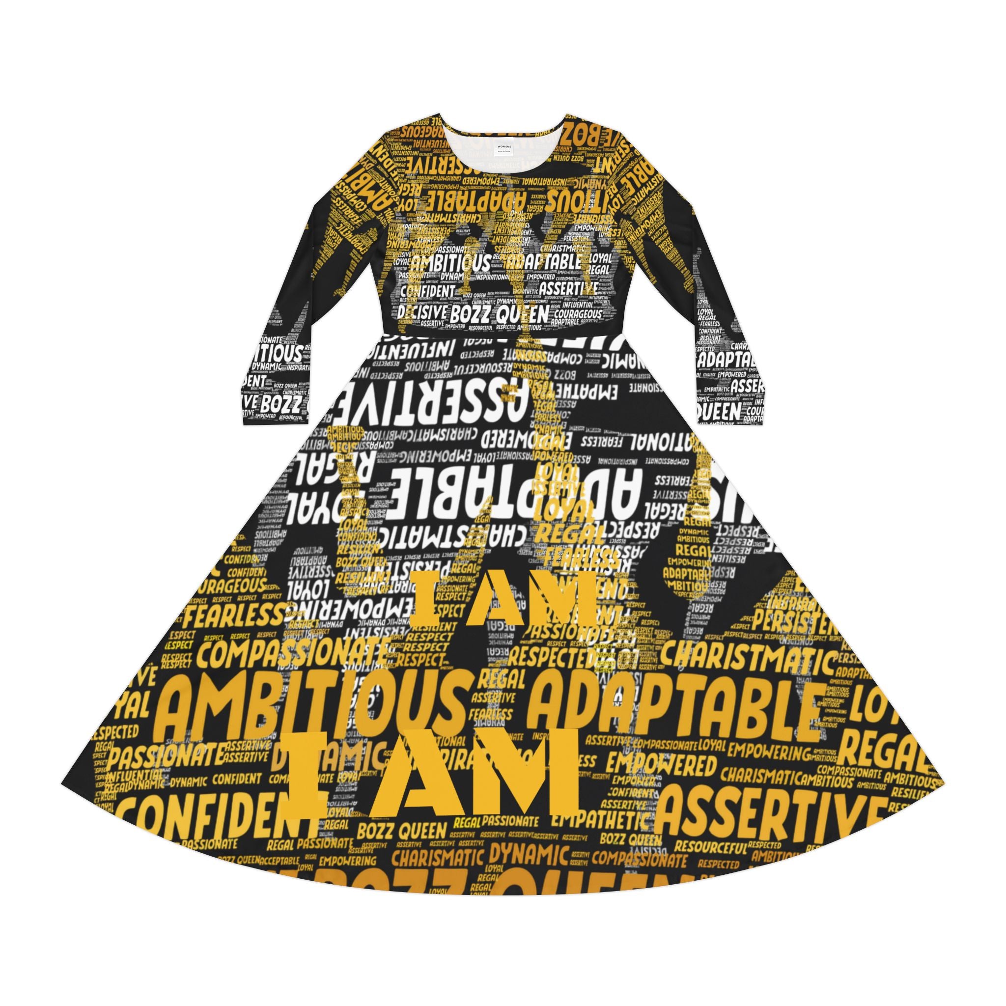 BOZZ QUEEN I AM Series Empowering Women's Dance Dress - Inspirational Affirmation Dress