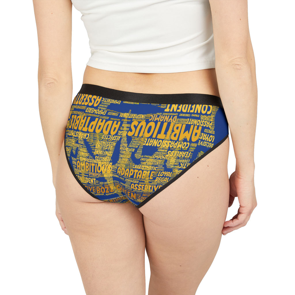 Women's Dark Blue Yellow Motivational Underwear - Bold Statement Lingerie