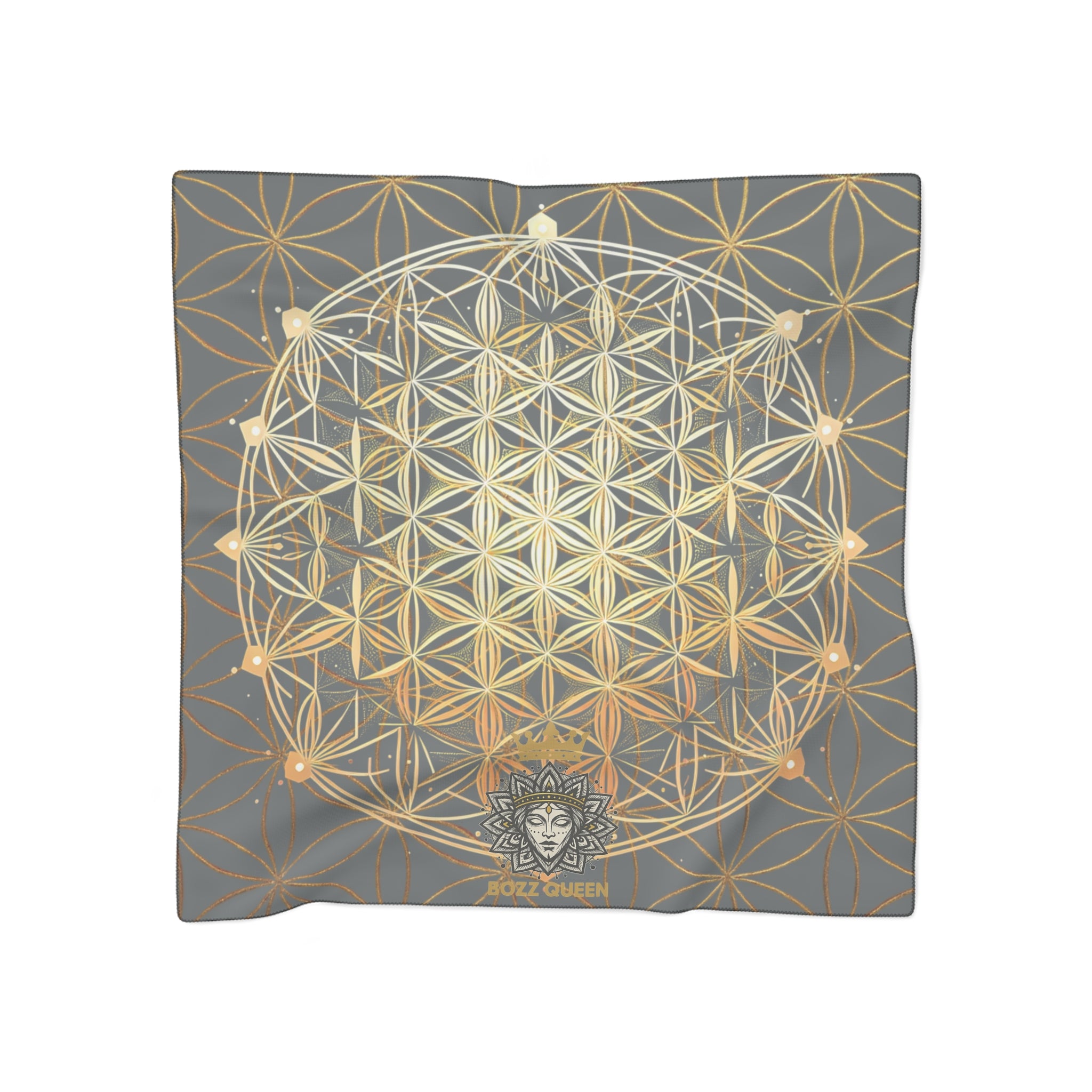 Flower of Life Dark Grey Scarf - Sacred Geometry Spiritual Accessory