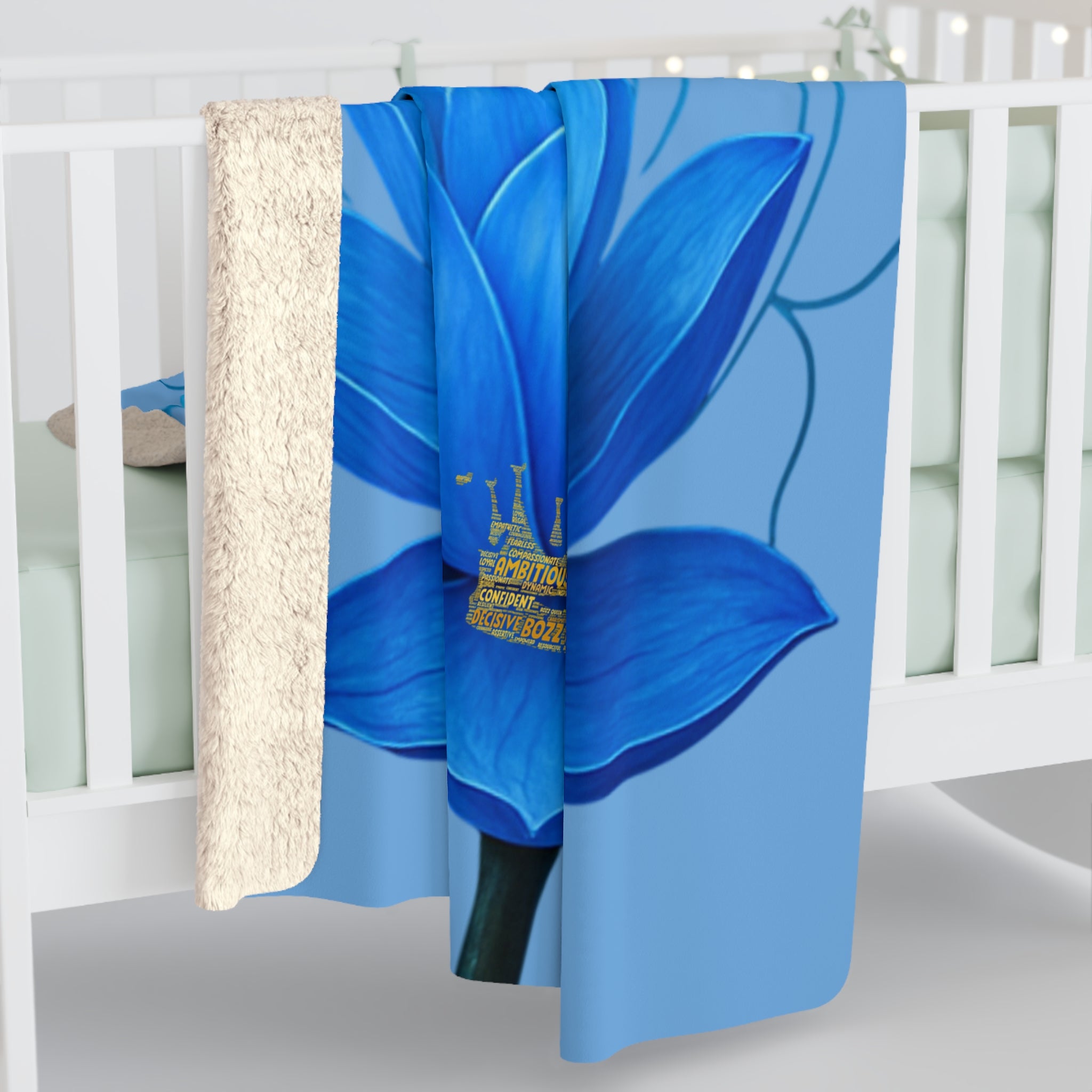 Throat Chakra Lotus Sherpa Blanket - Meditation Decor & Yoga Gift