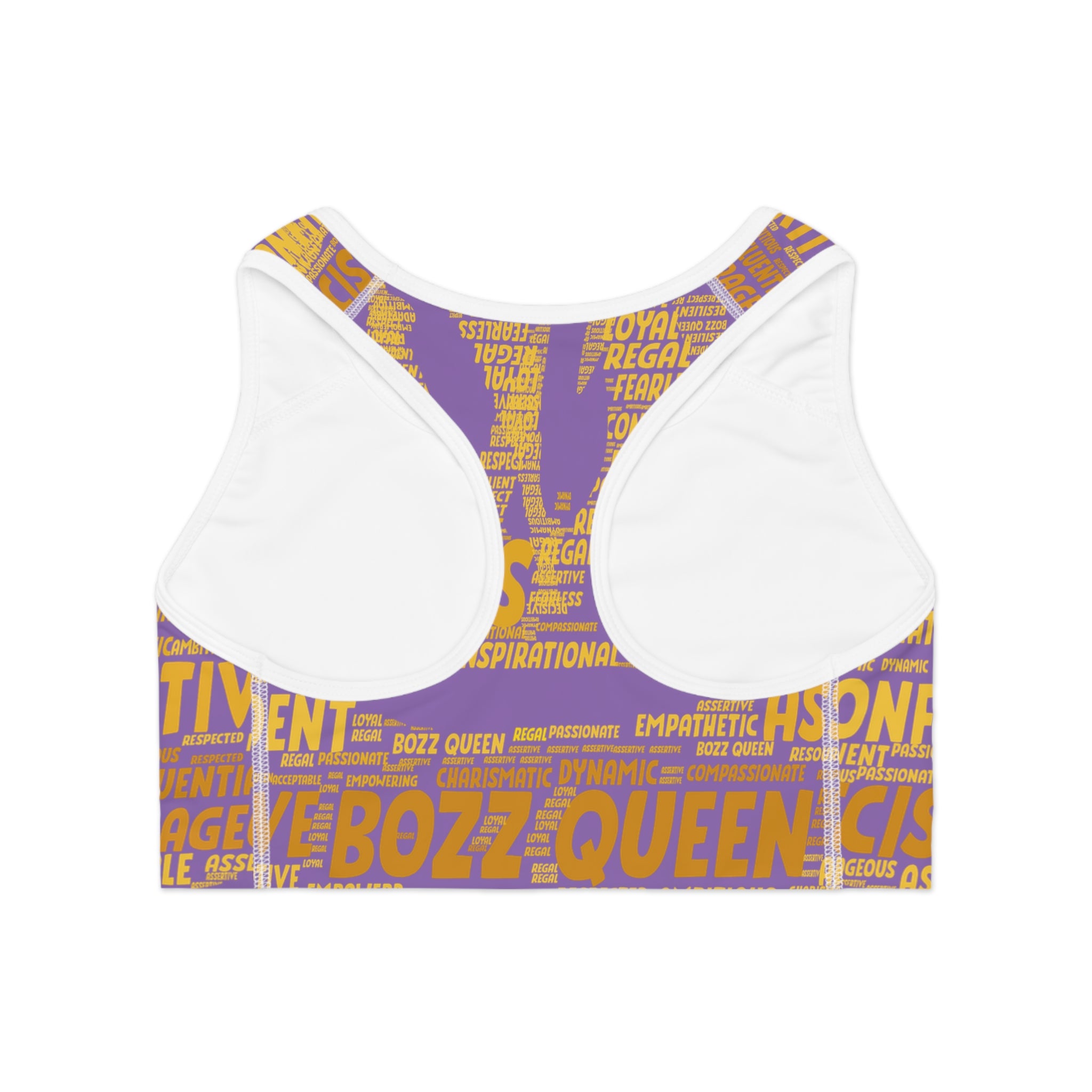 Empowered Words Sports Bra - Bozz Queen Origin Collection | Light Purple & Yellow