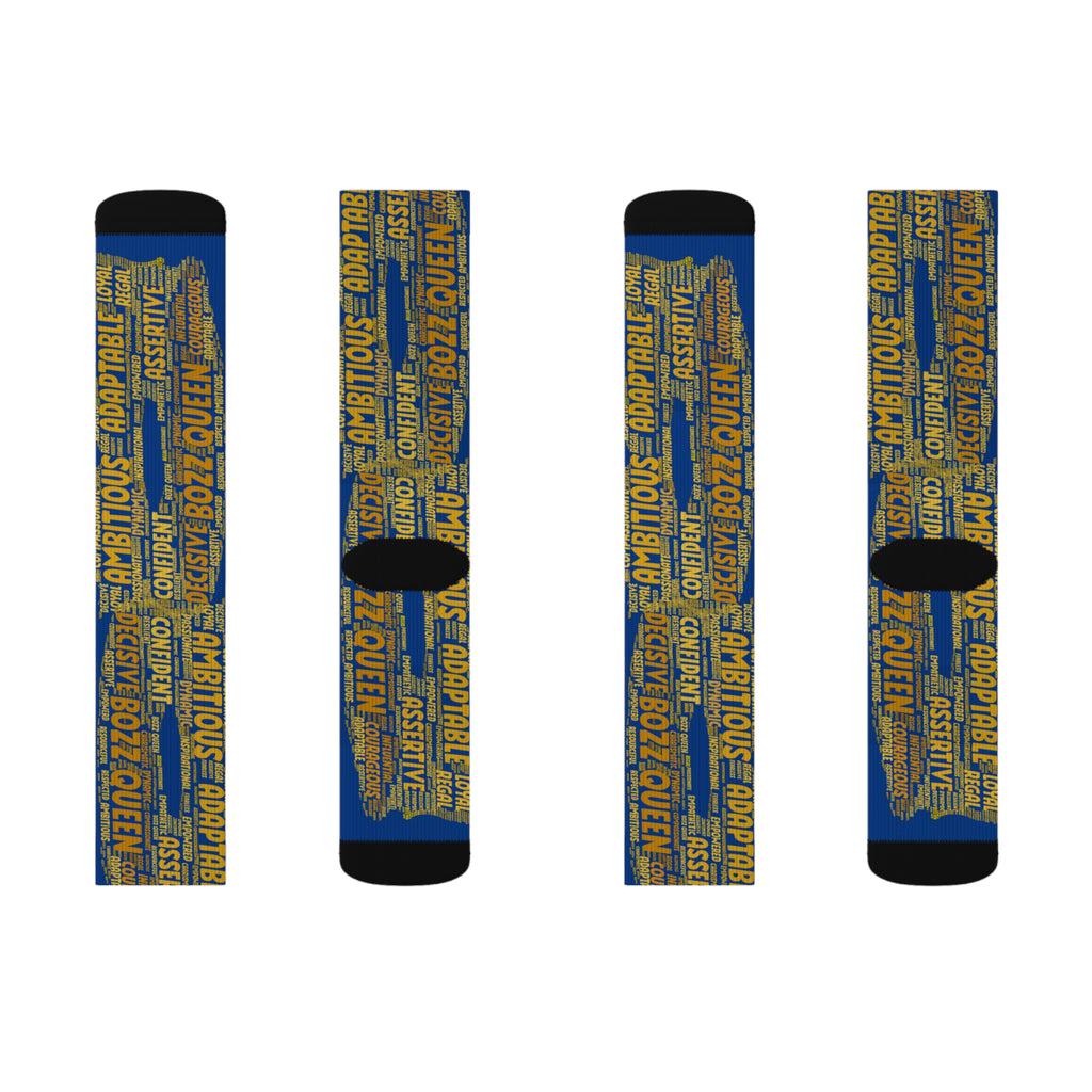 BOZZ QUEEN Dark Blue Bold Statement Socks - Empowering Motivational Wear