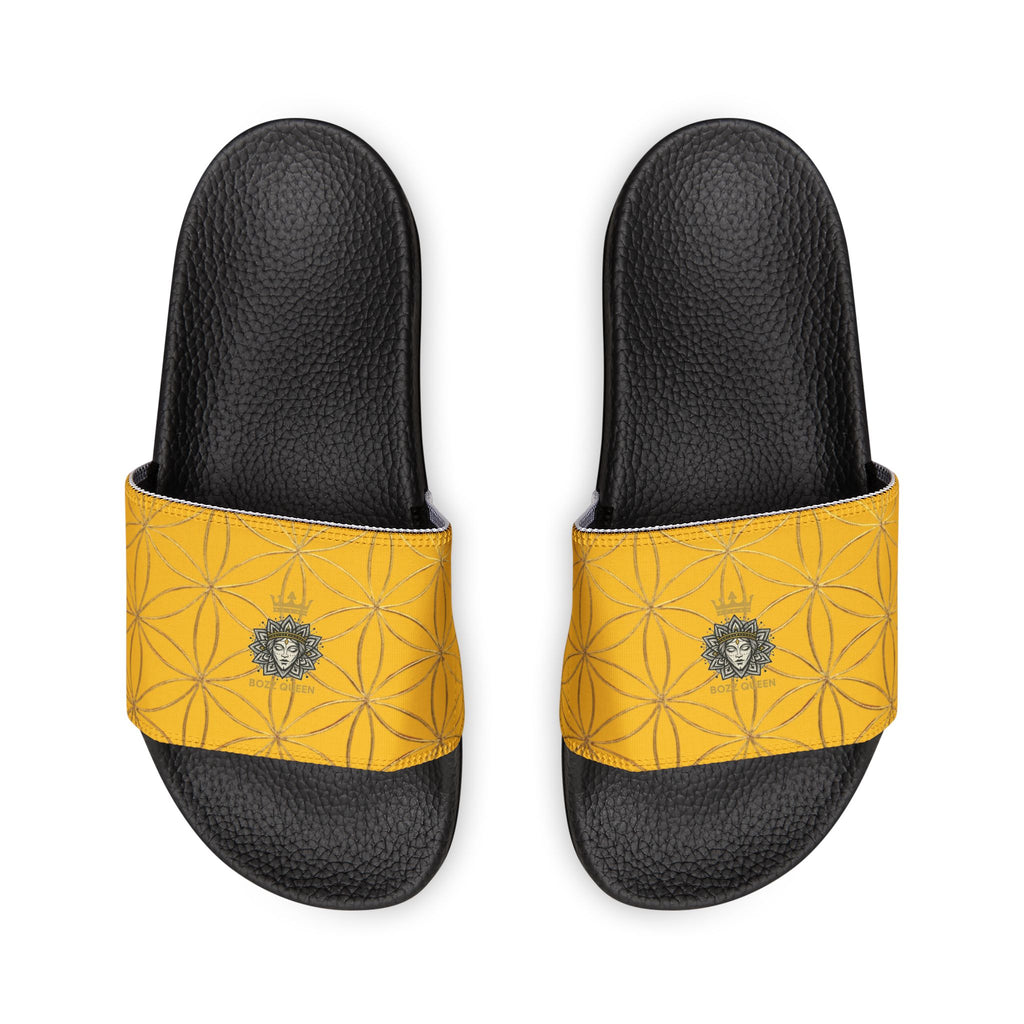 Bozz Queen Yellow Flower of Life Women's Sandals - Removable Strap Beach Slides