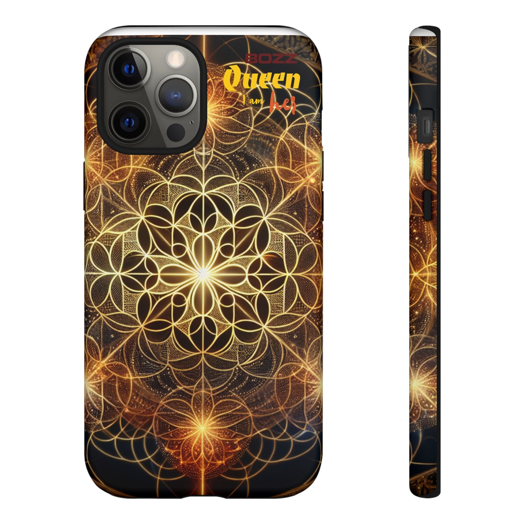 Golden Flower Mandala Phone Case, Tough Cases, Bohemian Phone Cover, Unique Gift for Him/Her, Spiritual and Artistic Design