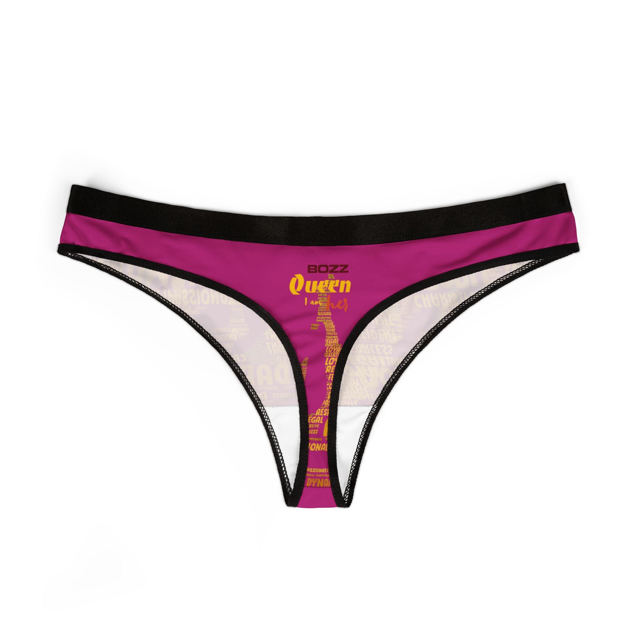 Women's Pink Yellow Thongs - Bold Statement Motivational Lingerie