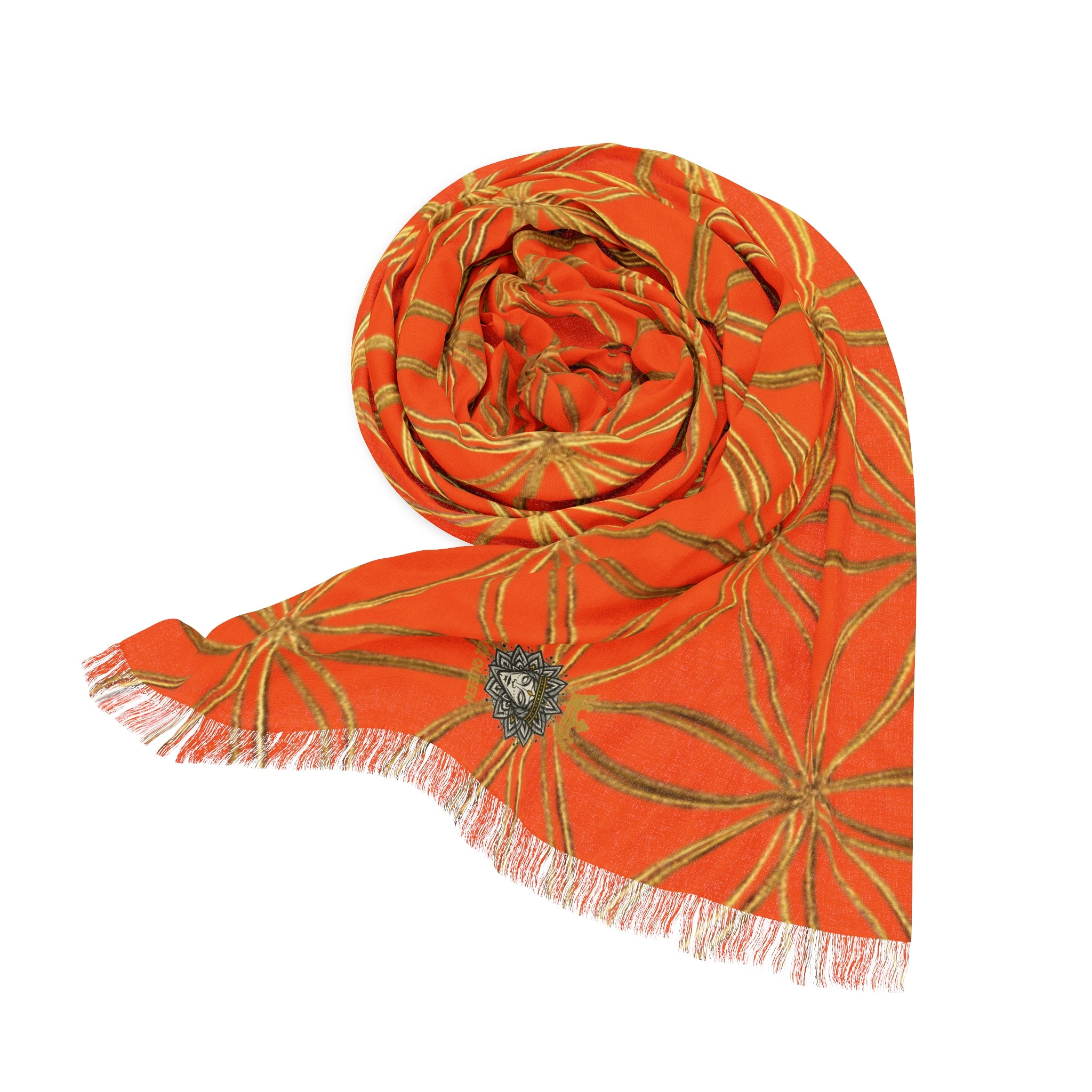 Orange & Gold Flower of Life Scarf - Geometric Pattern | Bozz Queen