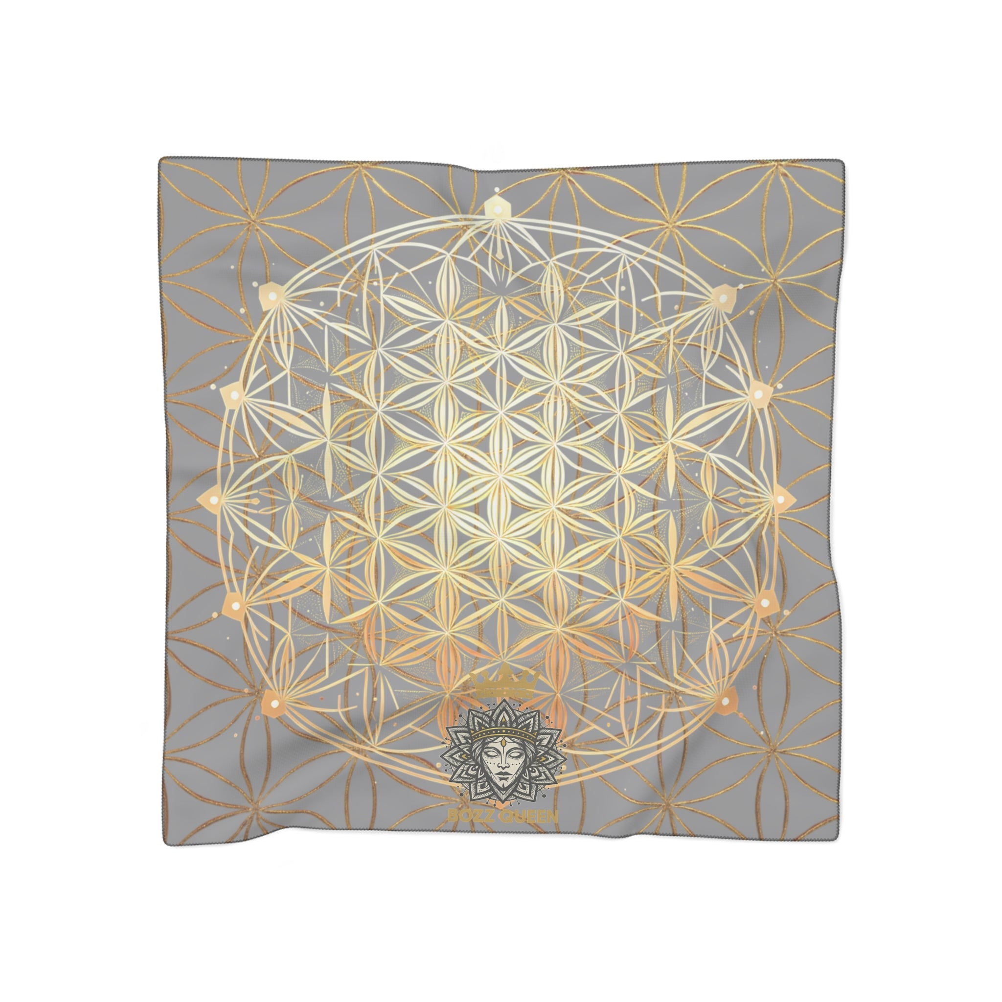 Flower of Life Grey Scarf - Sacred Geometry Spiritual Accessory