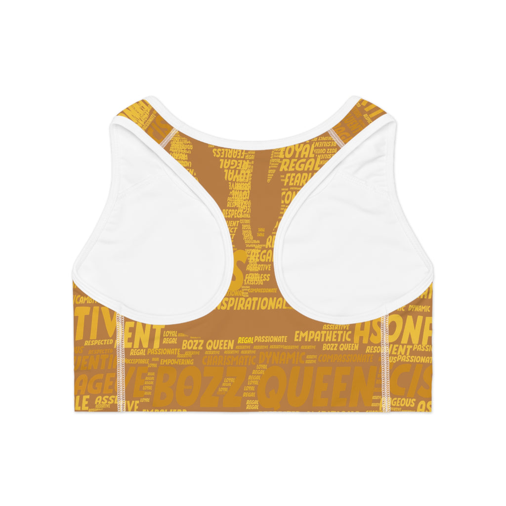 Empowered Words Sports Bra - Bozz Queen Origin Collection | Brown & Yellow