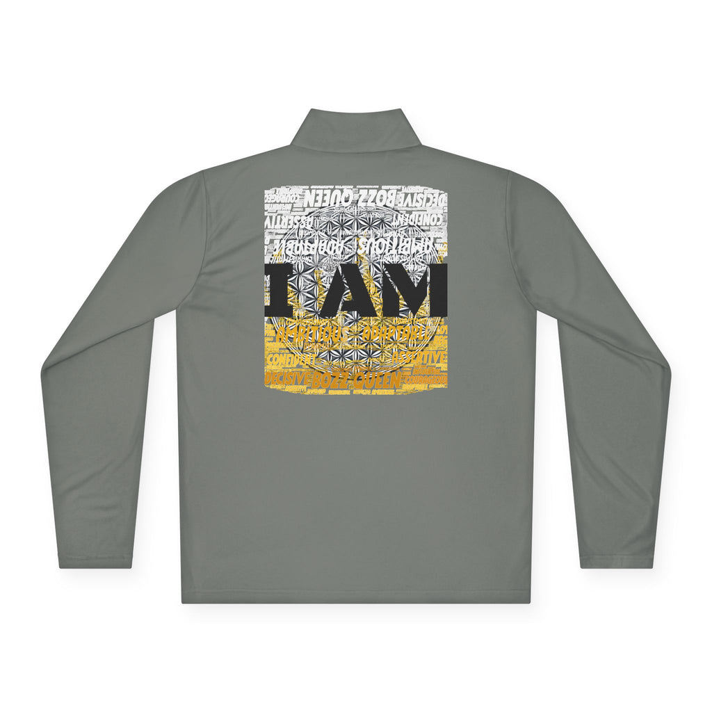 I AM Unisex Quarter-Zip Pullover - Motivational Activewear for Gym & Yoga