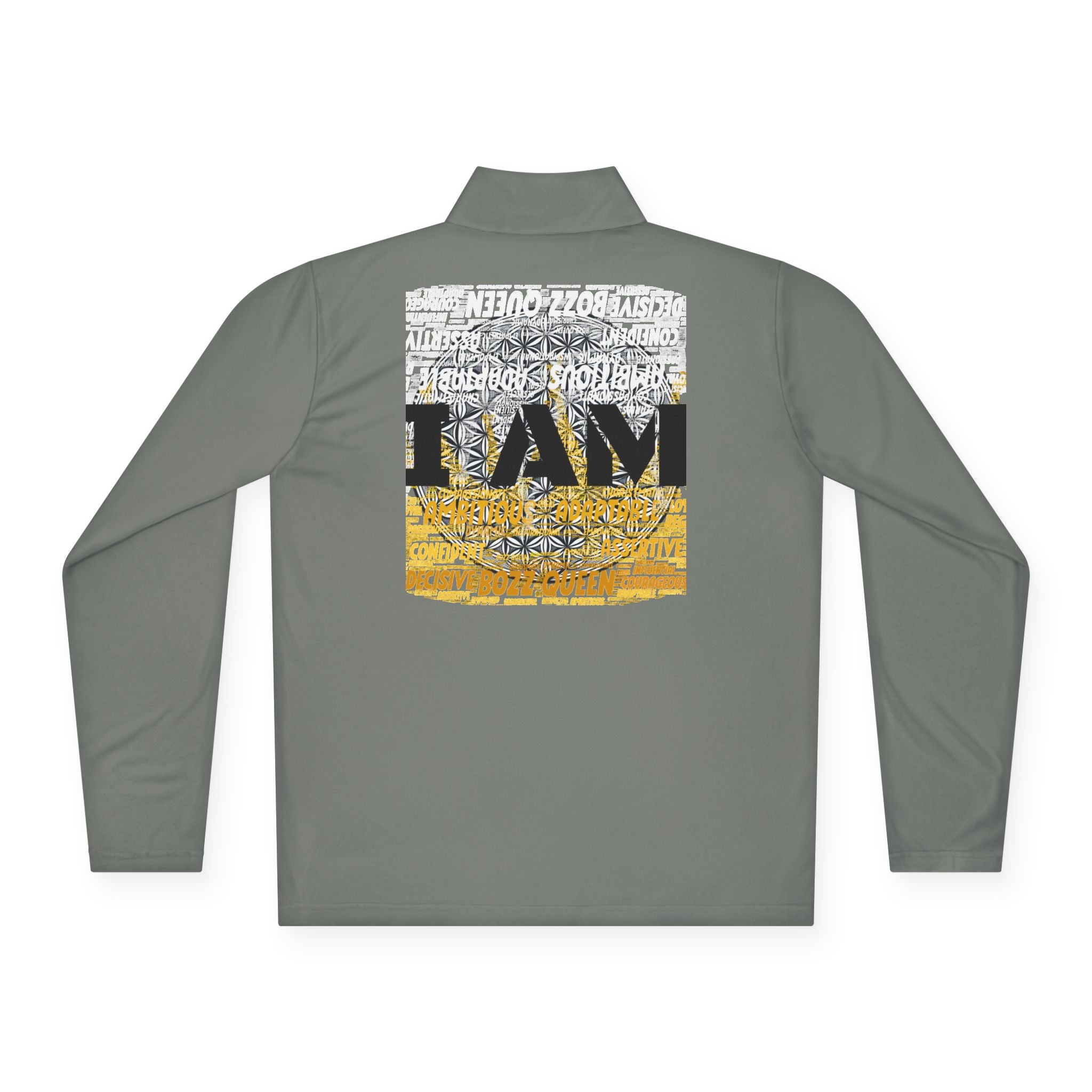 I AM Unisex Quarter-Zip Pullover - Motivational Activewear for Gym & Yoga