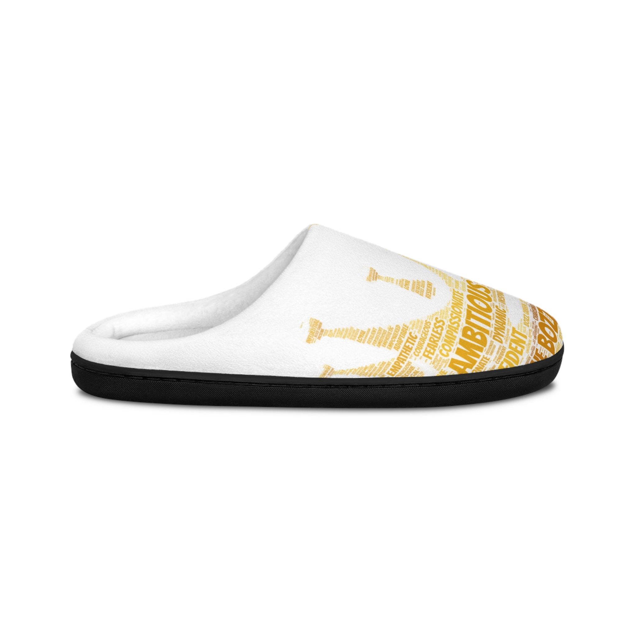 Bozz Queen White & Gold Women's Indoor Slippers - Soft Flannel House Shoes