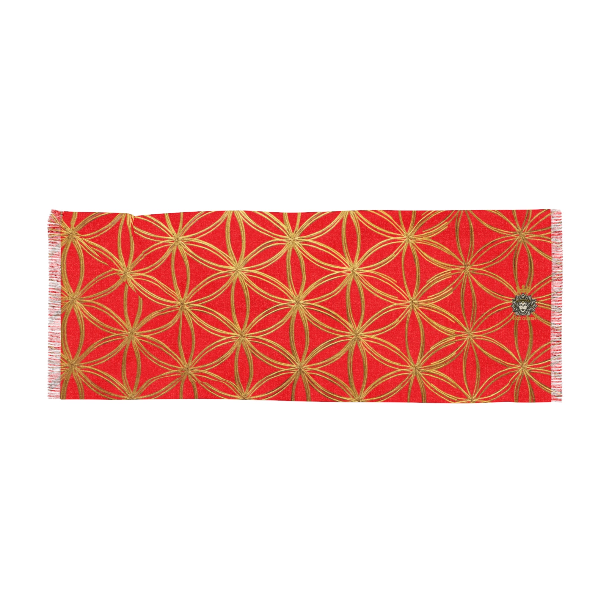 Red & Gold Flower of Life Scarf - Geometric Pattern | Bozz Queen
