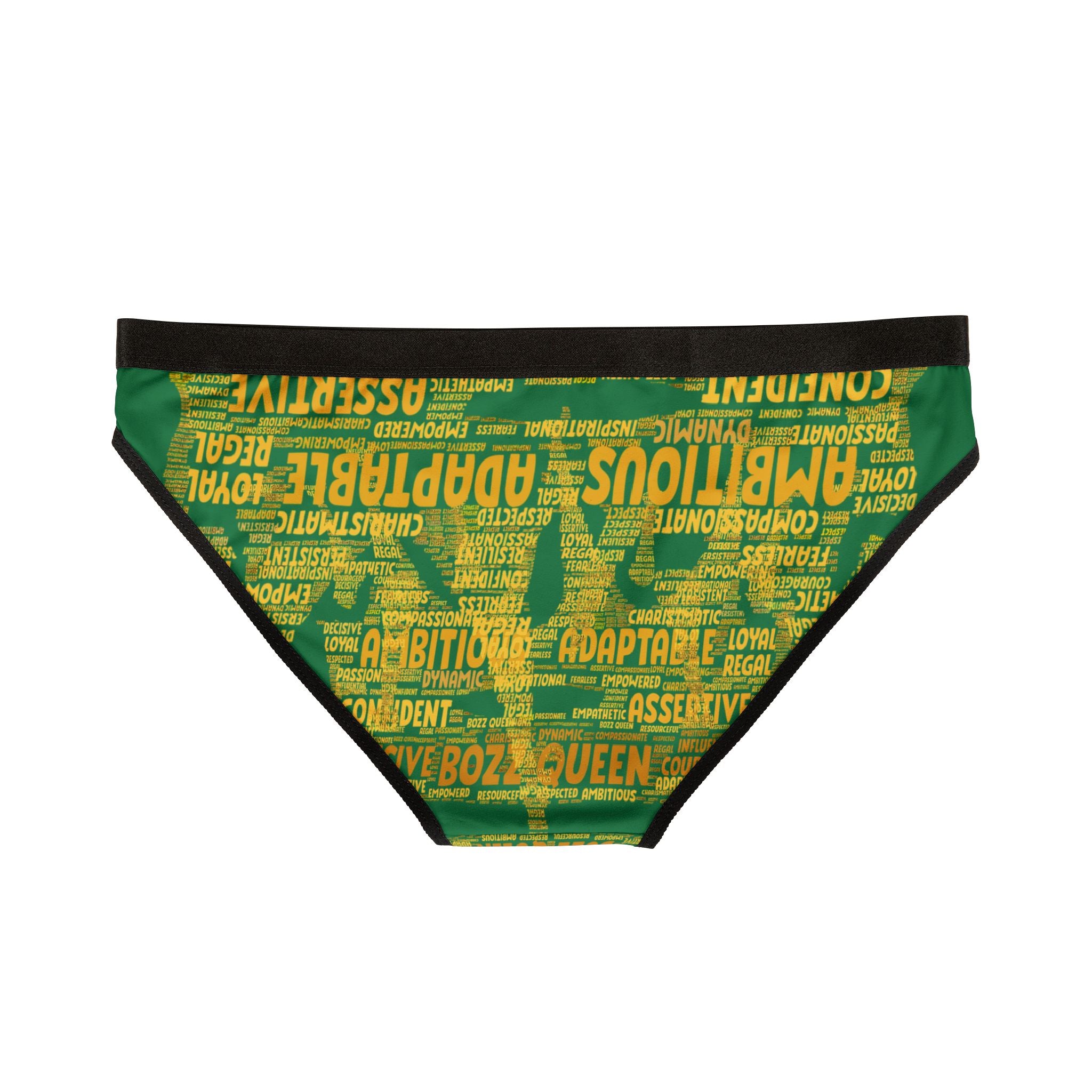 Women's Dark Green Yellow Motivational Underwear - Bold Statement Lingerie