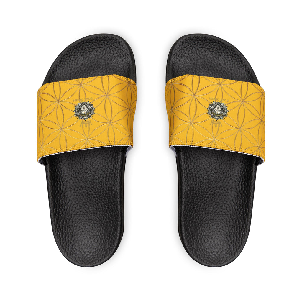 Bozz Queen Yellow Flower of Life Women's Sandals - Removable Strap Beach Slides