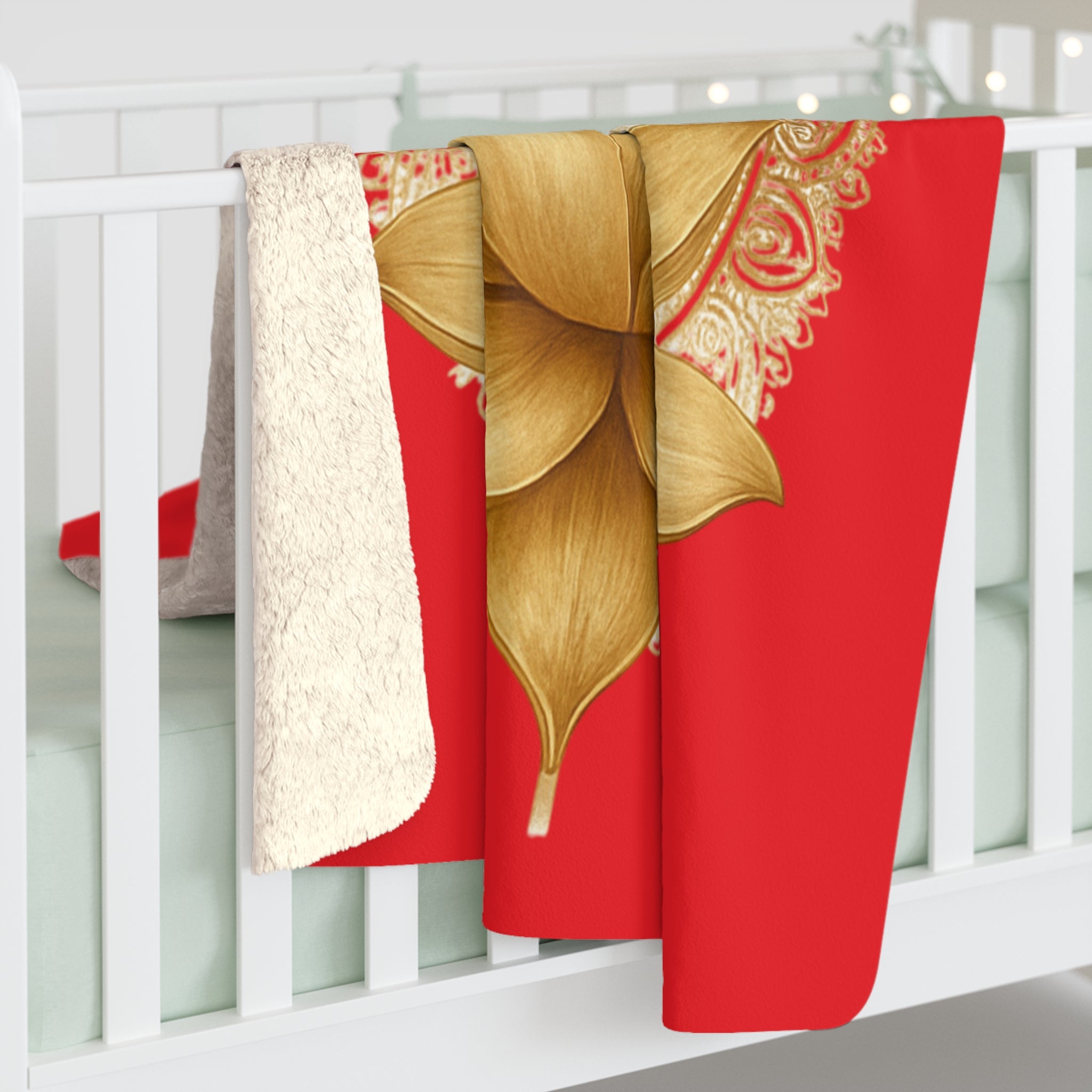 Crown Chakra Red Lotus Sherpa Blanket - Grounded Spirituality & Divine Power