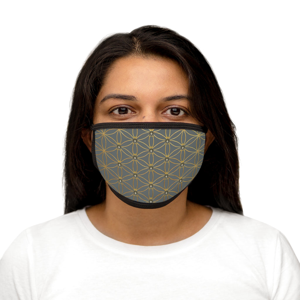 Bozz Queen Flower of Life Face Mask - Dark Grey & Gold Stylish Breathable Cloth Mask