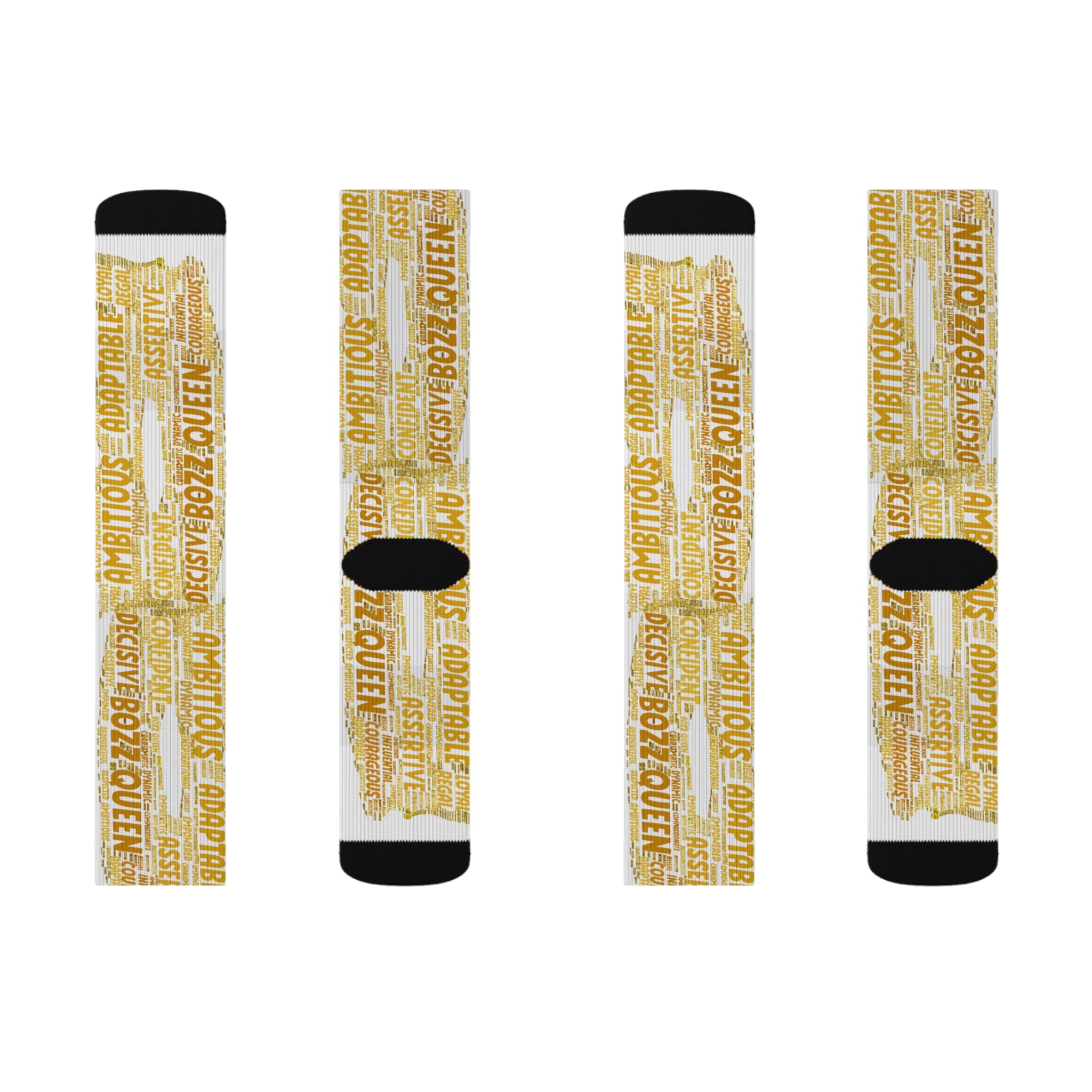 BOZZ QUEEN White Bold Statement Socks - Empowering Motivational Wear
