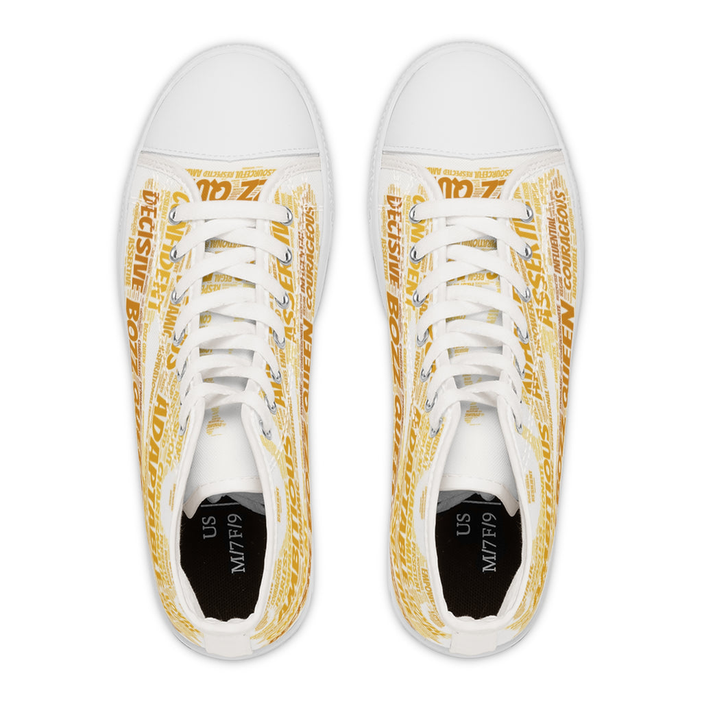 BOZZ QUEEN Empowerment High-Top Sneakers - Women's Fashion Sneakers for Confident Style