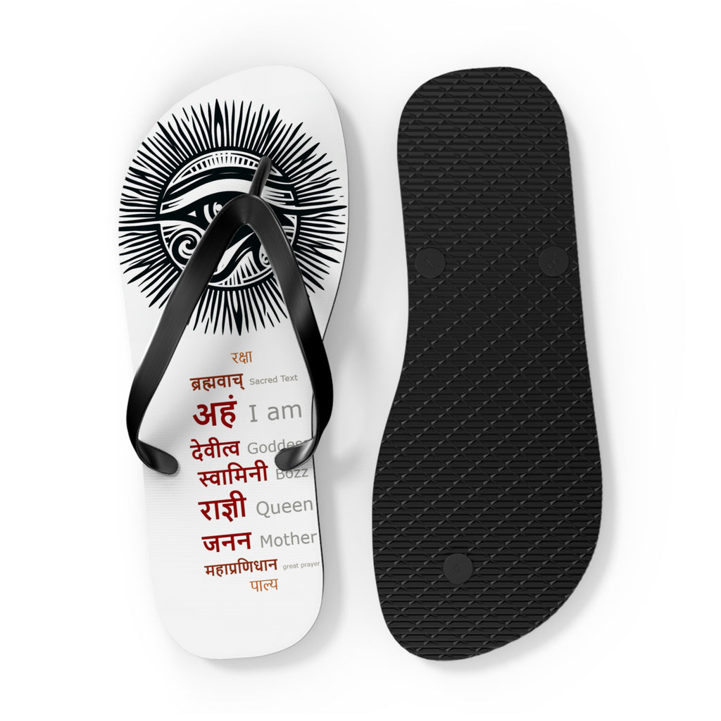 BOZZ QUEEN Eye of Heru Flip Flops - Sacred Affirmation Beachwear for Self-Care