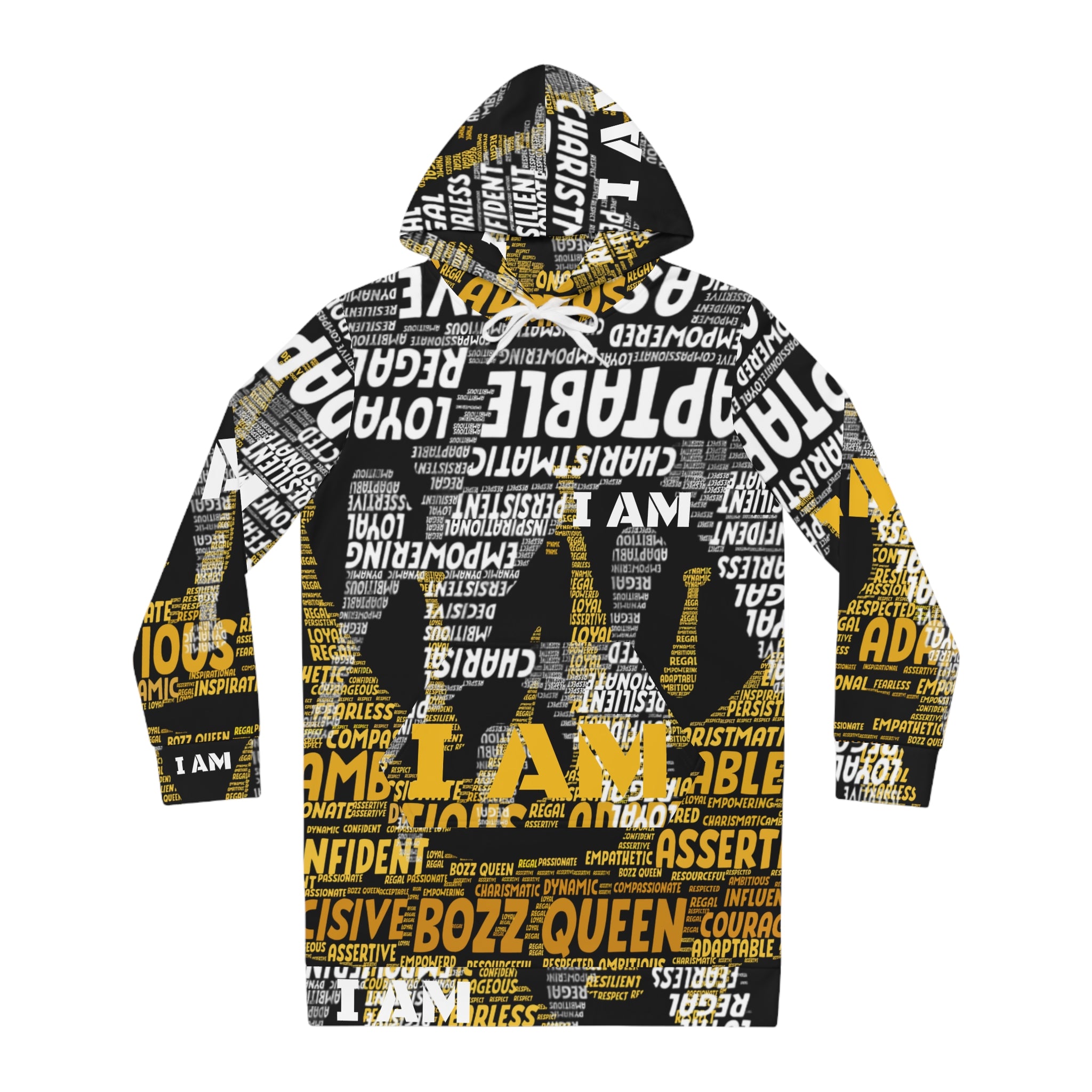 BOZZ QUEEN I AM Series Empowering Women's Hoodie Dress - Affirmation Apparel