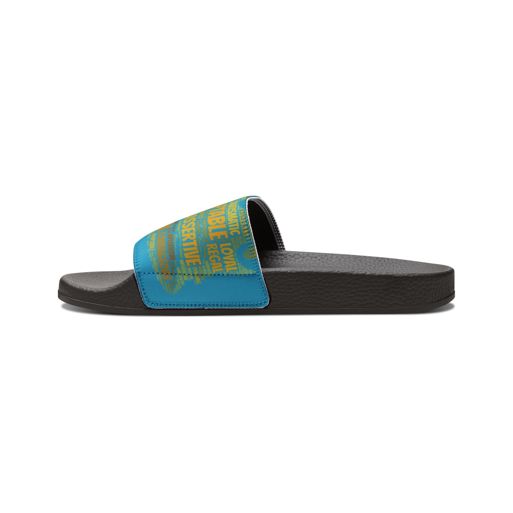 Bozz Queen Turquoise & Gold Women's Sandals - Removable Strap Beach Slides