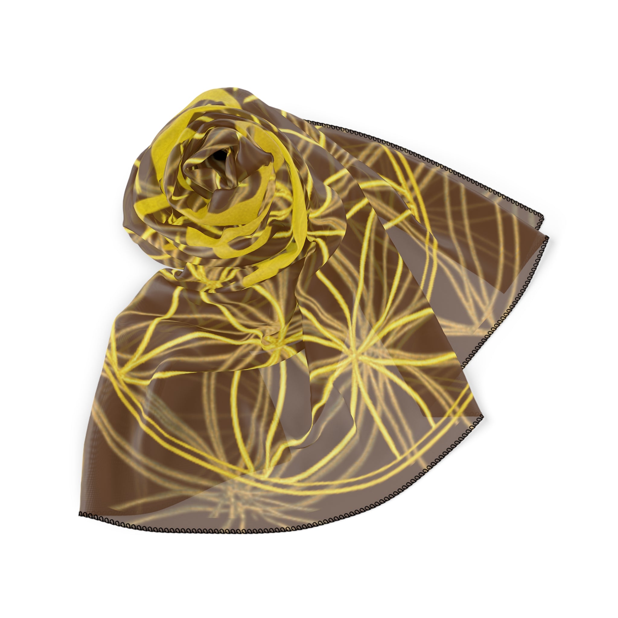 Bozz Queen Brown Poly Scarf - Vibrant Flower of Life Design for Stylish Women