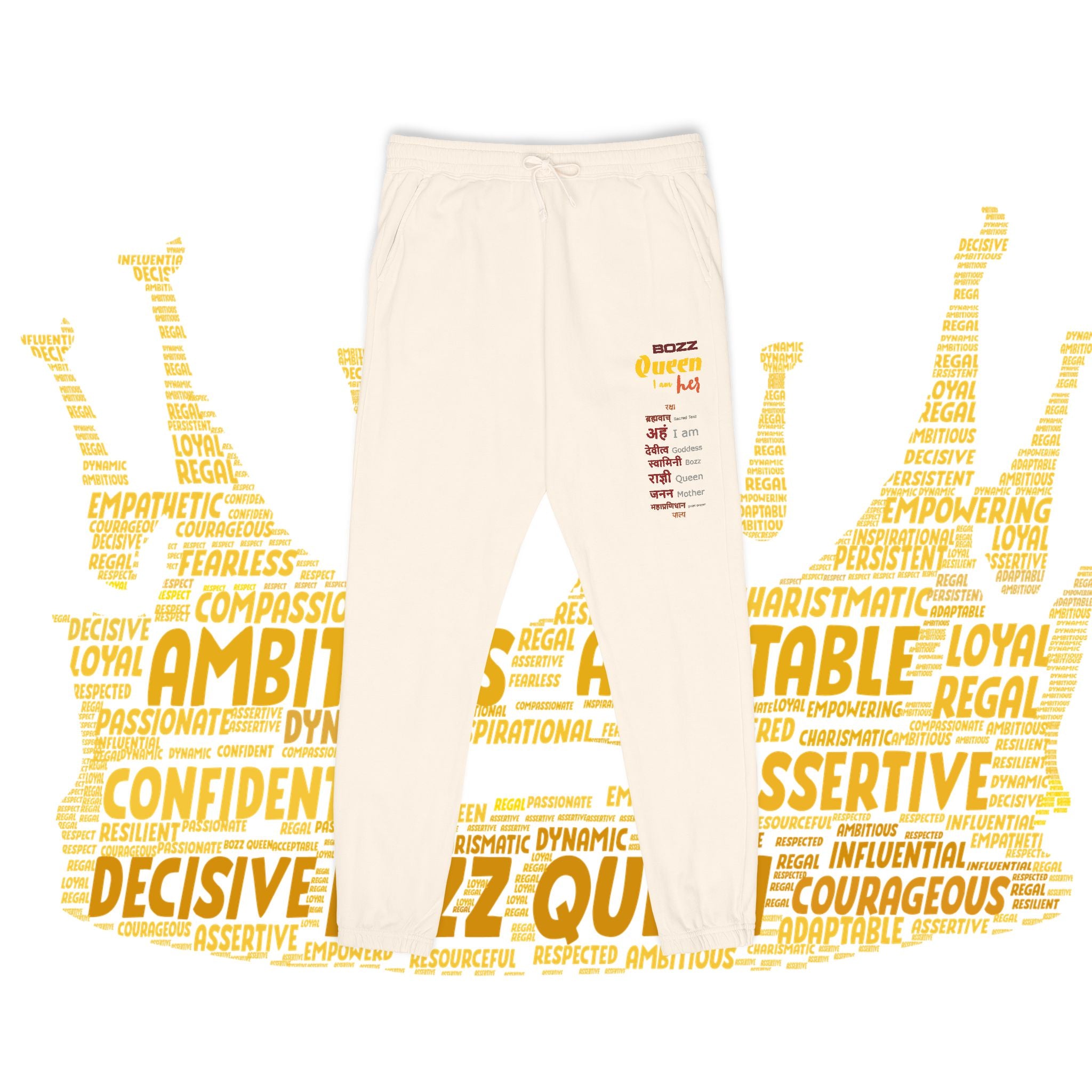 BOZZ QUEEN Unisex Motivational Fleece Sweatpants - Empowering Lounge Joggers
