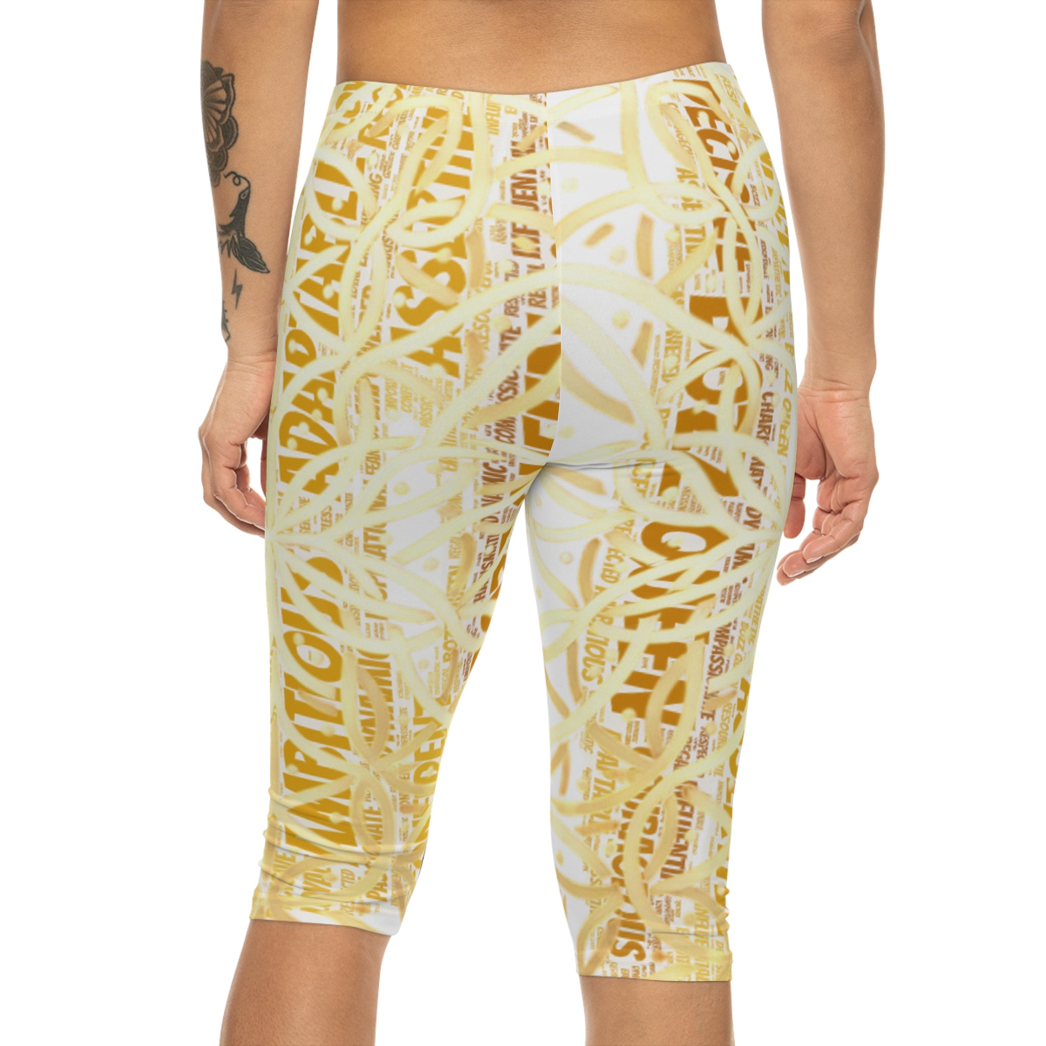 White Chic Women's Capri Leggings - Stylish Yoga Pants & Activewear