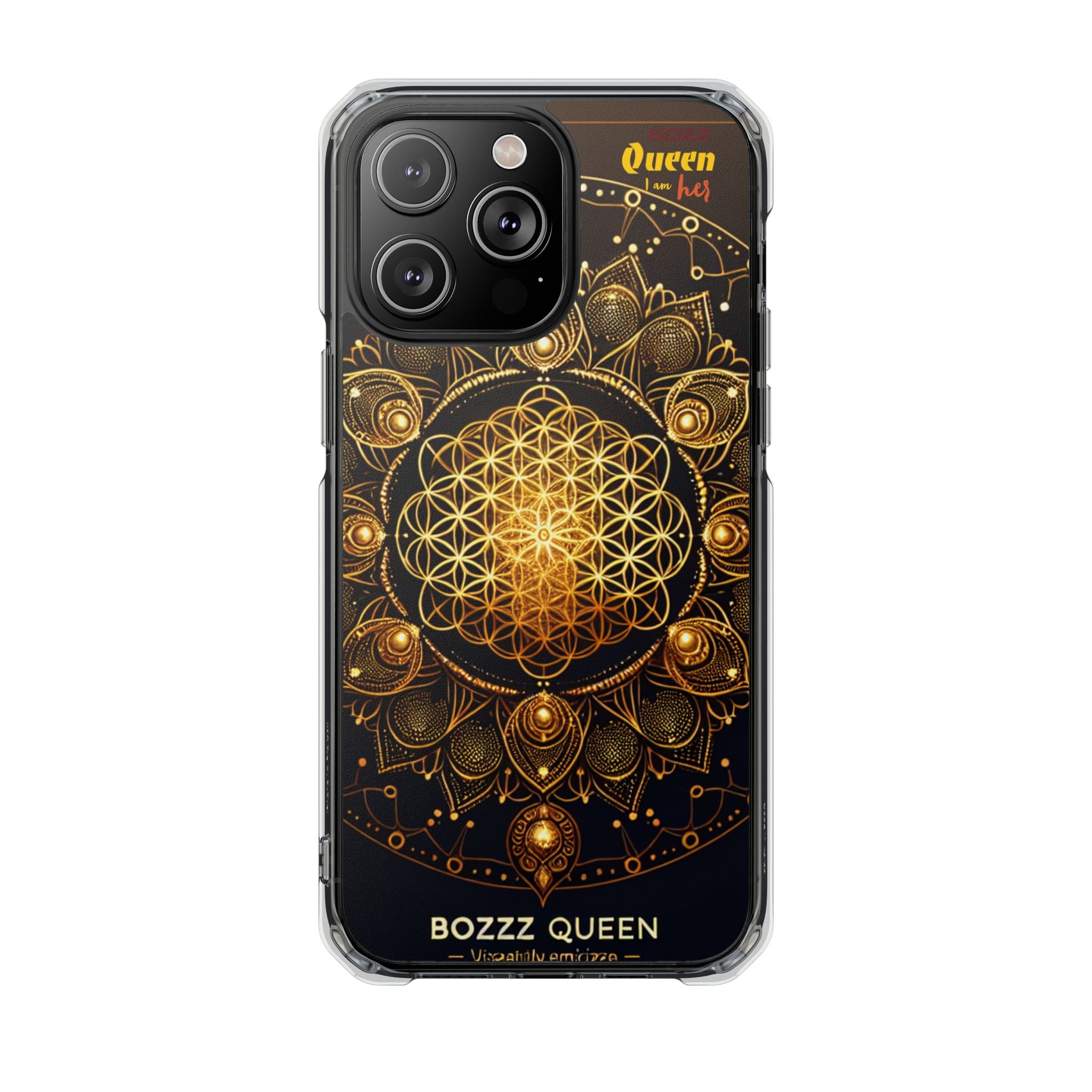 Magnetic Phone Case with Spiritual Mandala Design, Bozz Queen, Durable Clear Impact Case, Unique Gift for Spiritual Seekers, Phone Accessory