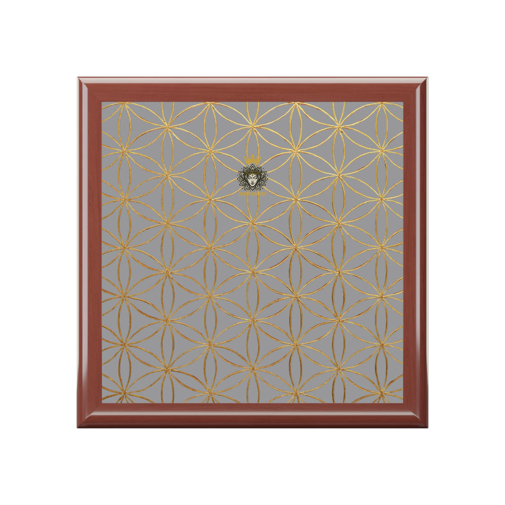 Flower of Life Jewelry Box - Brown & Gold Elegant Keepsake Organizer