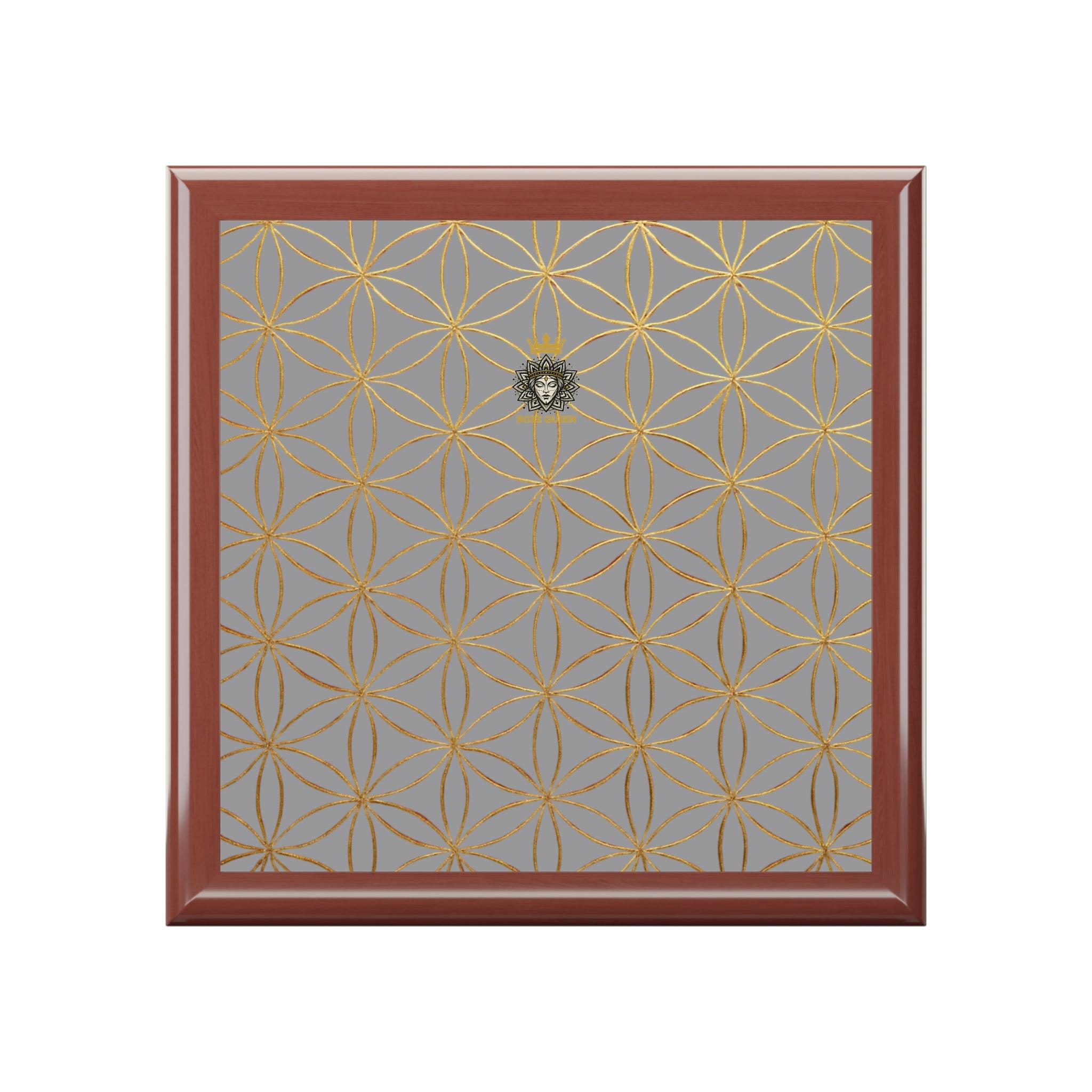 Flower of Life Jewelry Box - Brown & Gold Elegant Keepsake Organizer