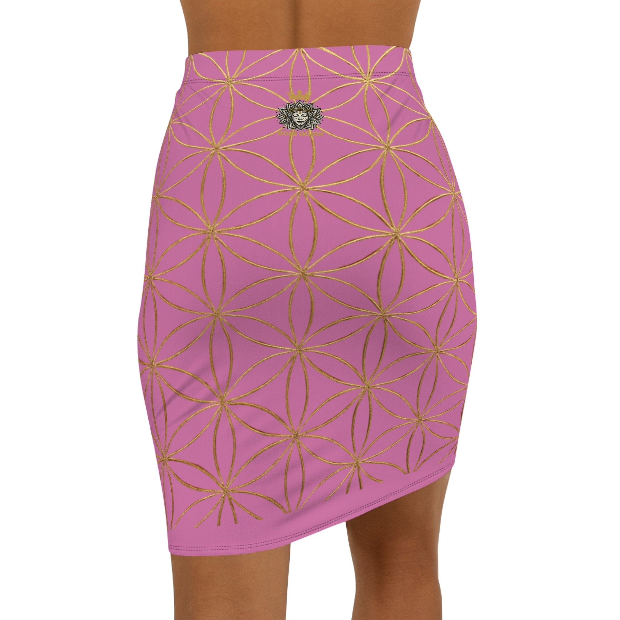 Light Pink Flower of Life Pencil Skirt - Women's Chic Office & Date Night Skirt