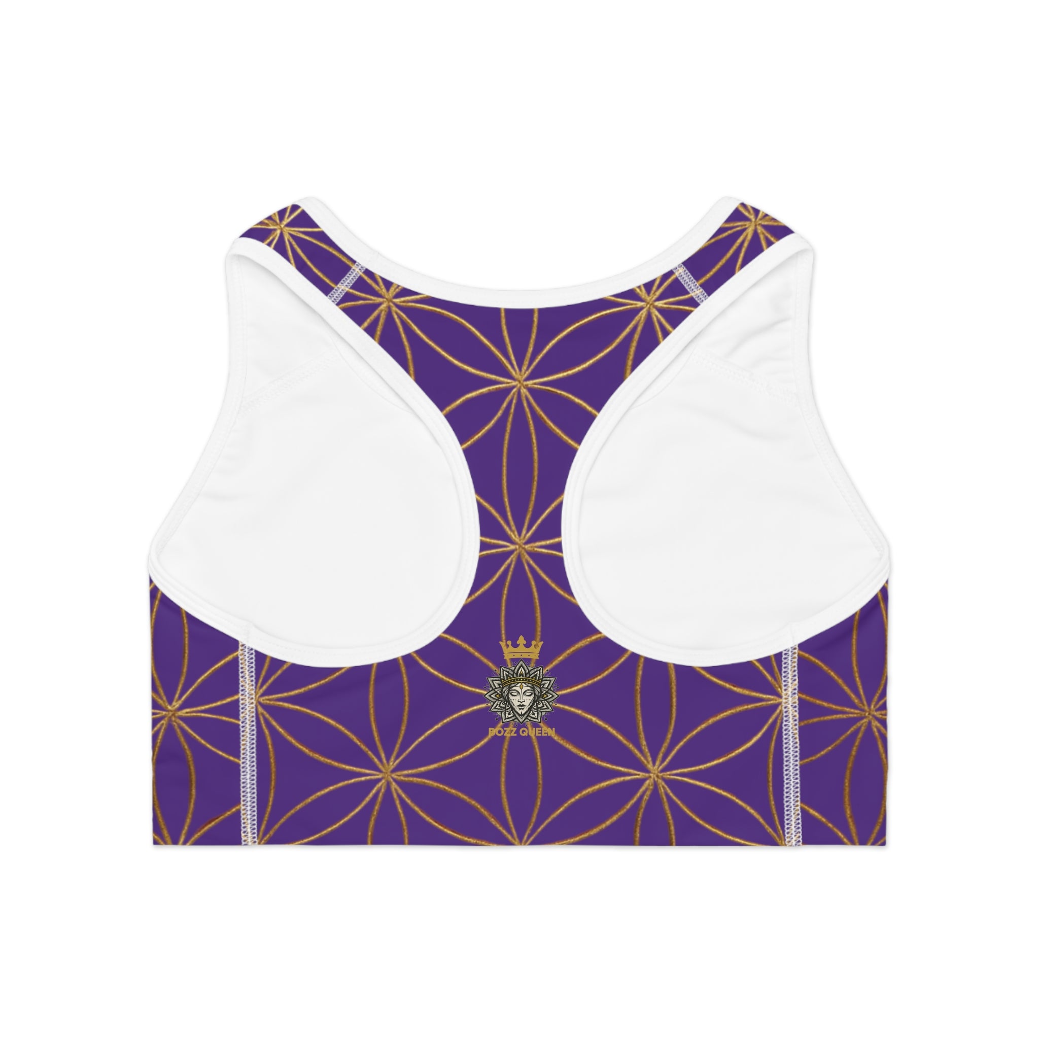 Bozz Queen Purple & Gold Flower of Life Sports Bra - Yoga Workout Top