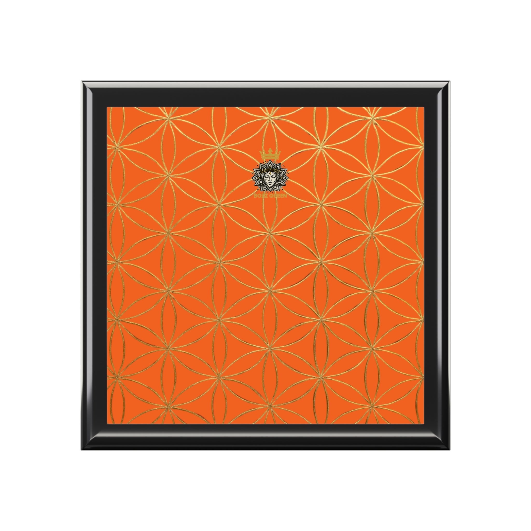 Flower of Life Jewelry Box - Orange Elegant Keepsake Organizer