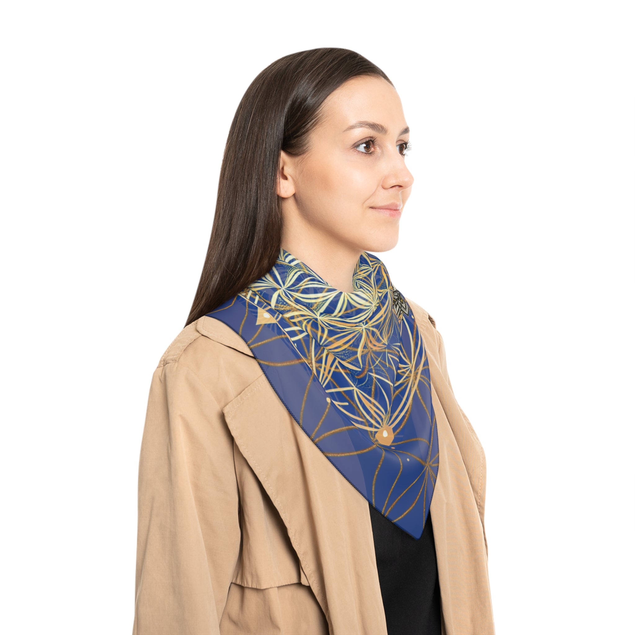 Flower of Life Dark Blue Scarf - Sacred Geometry Spiritual Accessory