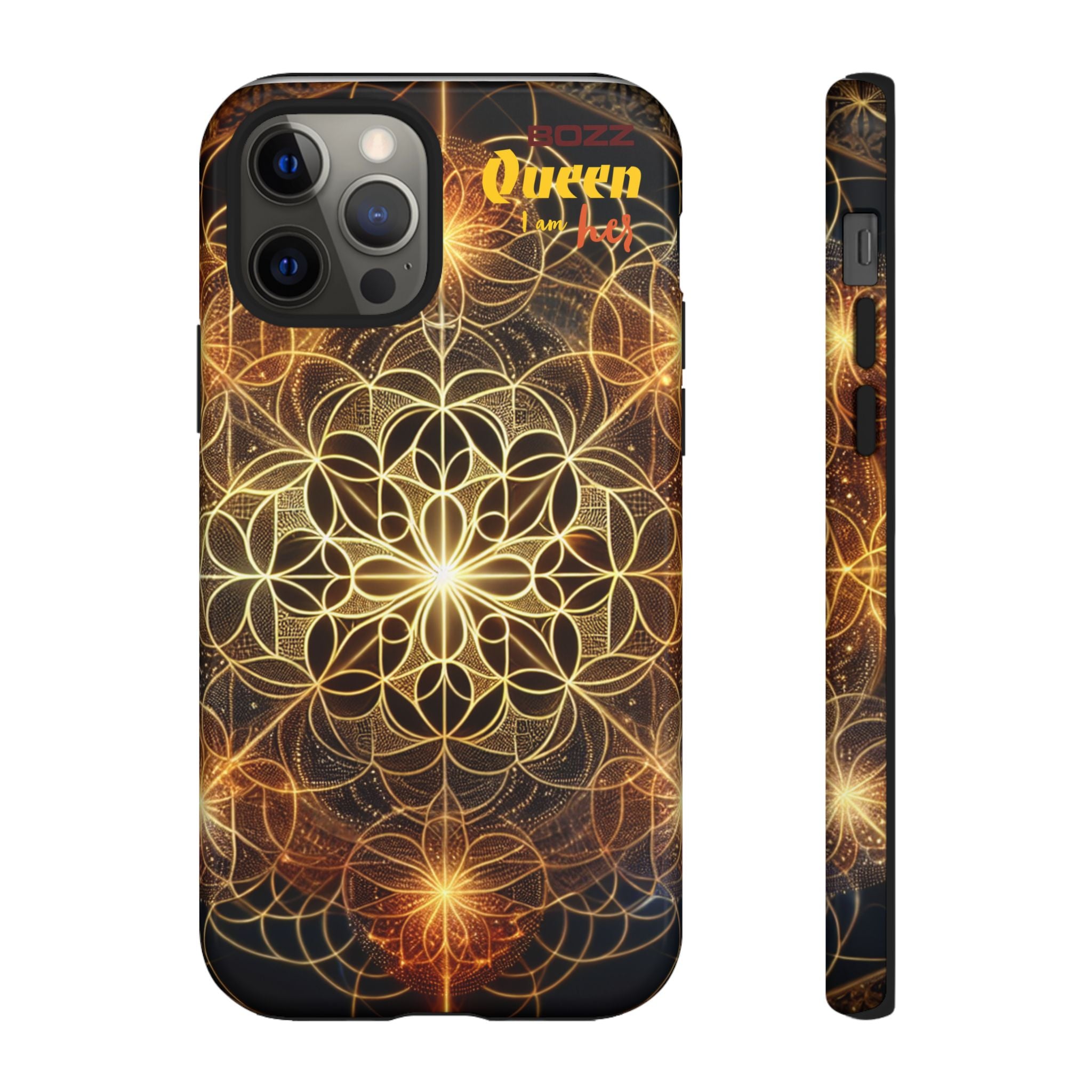 Golden Flower Mandala Phone Case, Tough Cases, Bohemian Phone Cover, Unique Gift for Him/Her, Spiritual and Artistic Design