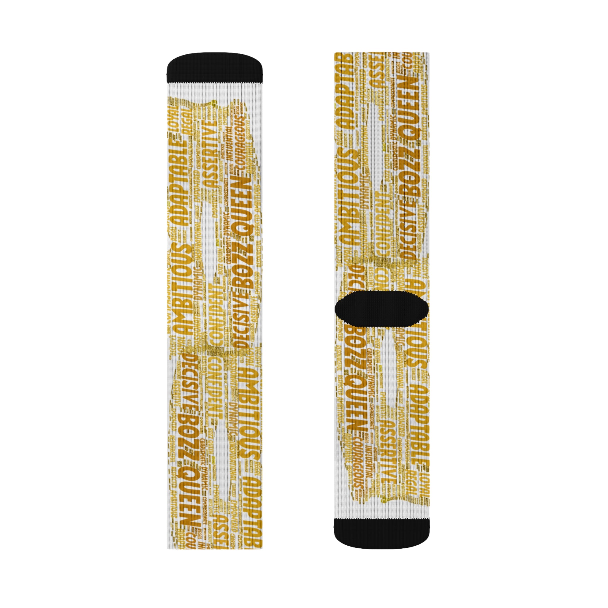 BOZZ QUEEN White Bold Statement Socks - Empowering Motivational Wear