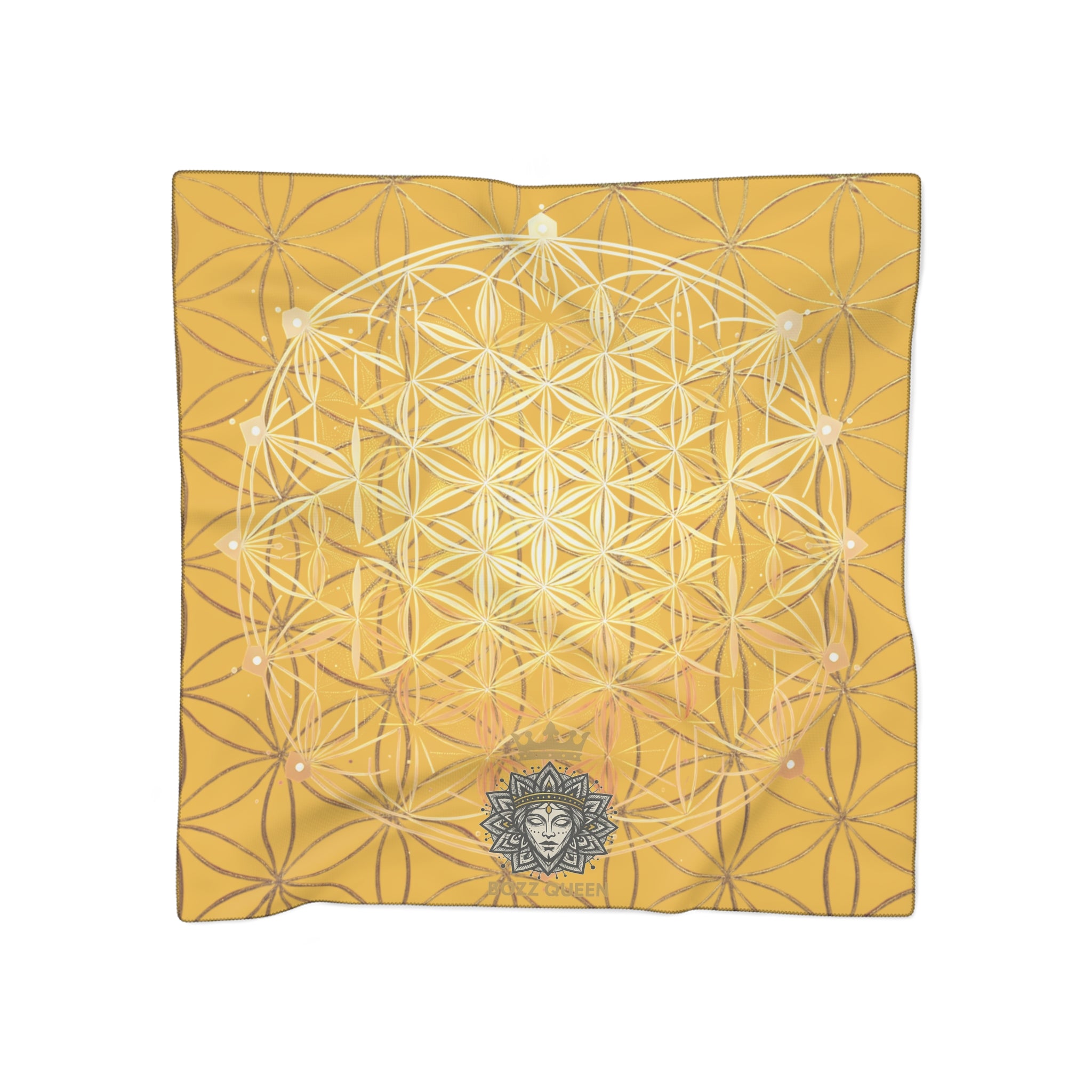 Flower of Life Yellow Scarf - Sacred Geometry Spiritual Accessory