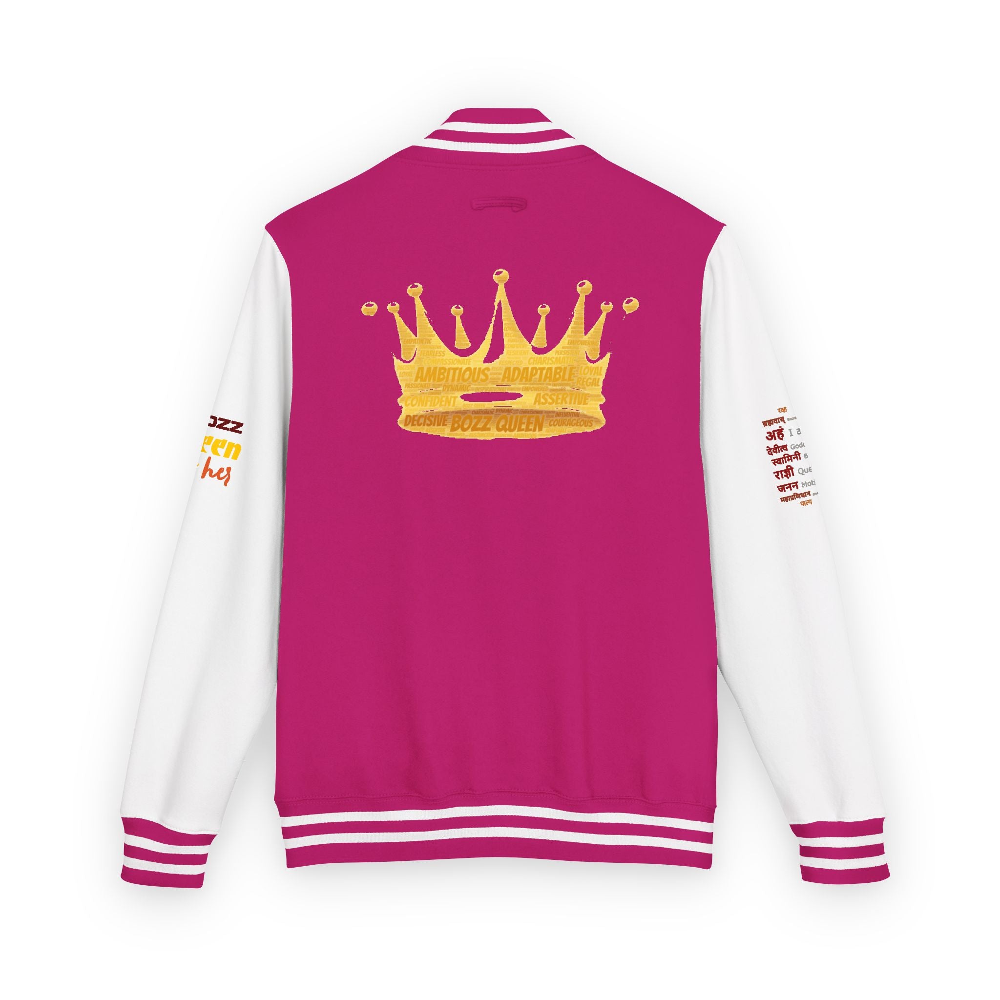 Bozz Queen Crown Design Letterman Jacket - Unisex Heavyweight Varsity Jacket