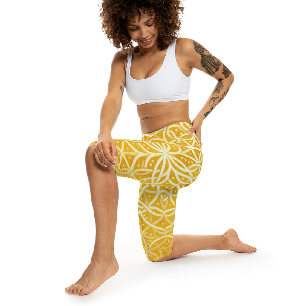 Yellow Chic Women's Capri Leggings - Stylish Yoga Pants & Activewear