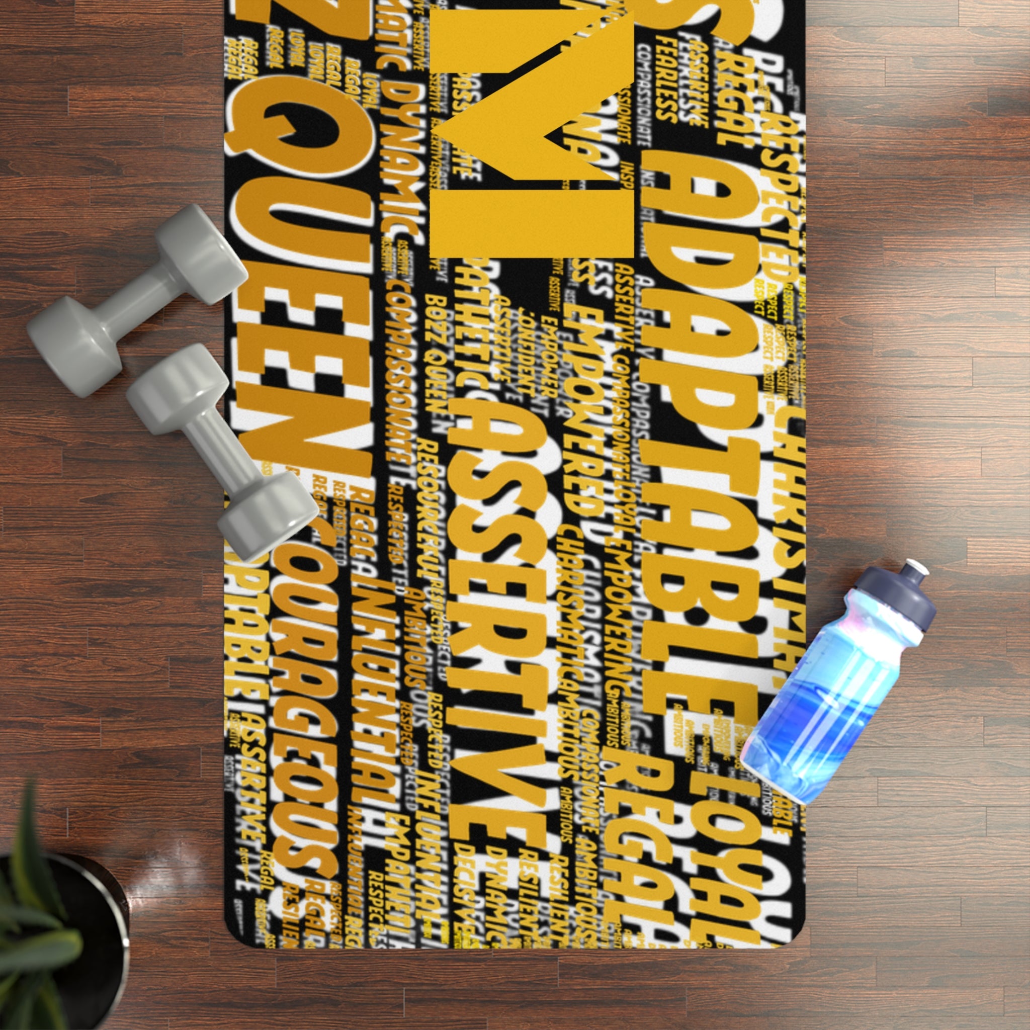 BOZZ QUEEN I AM Empowering Rubber Yoga Mat - Motivational Fitness & Mindfulness