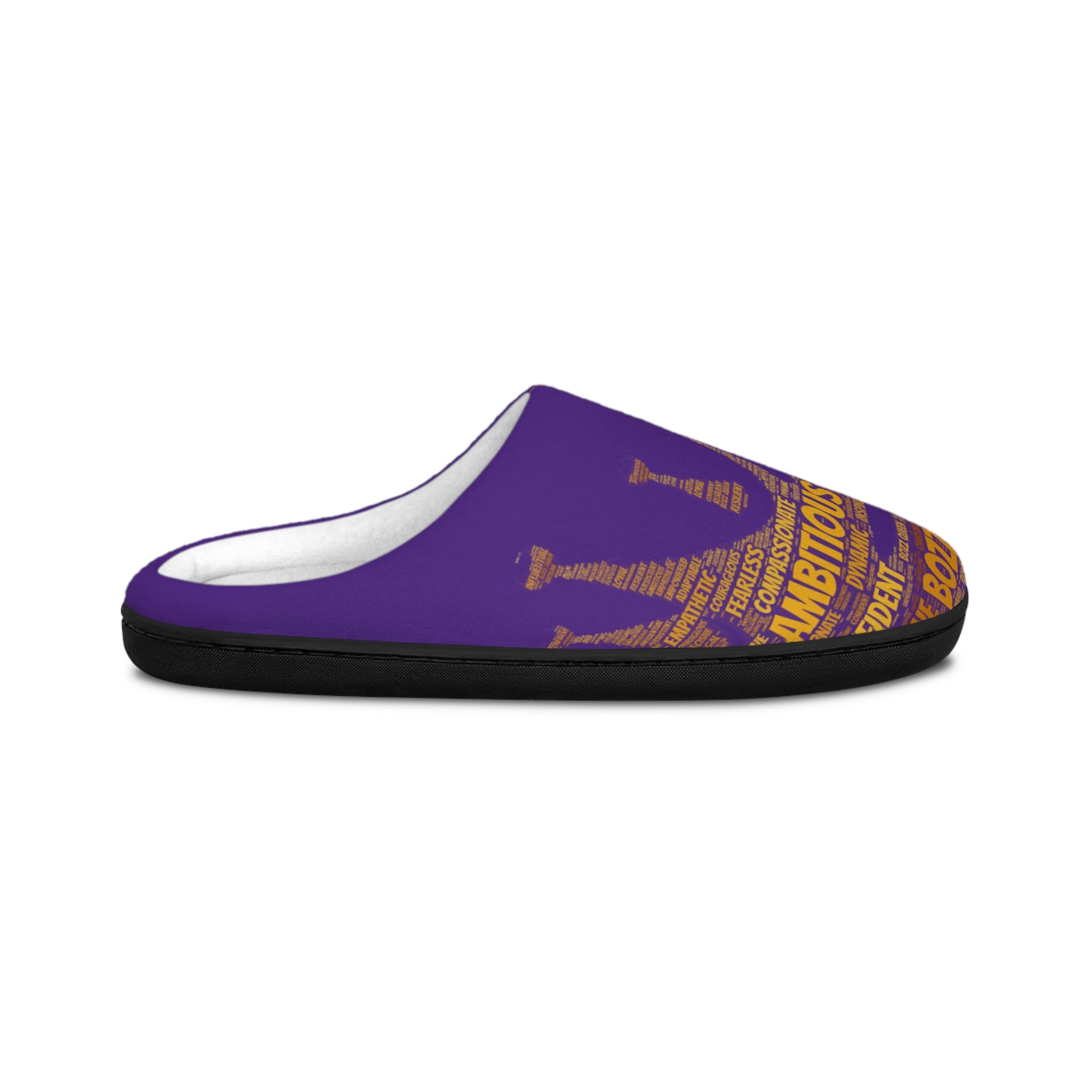 Bozz Queen Purple & Gold Women's Indoor Slippers - Soft Flannel House Shoes